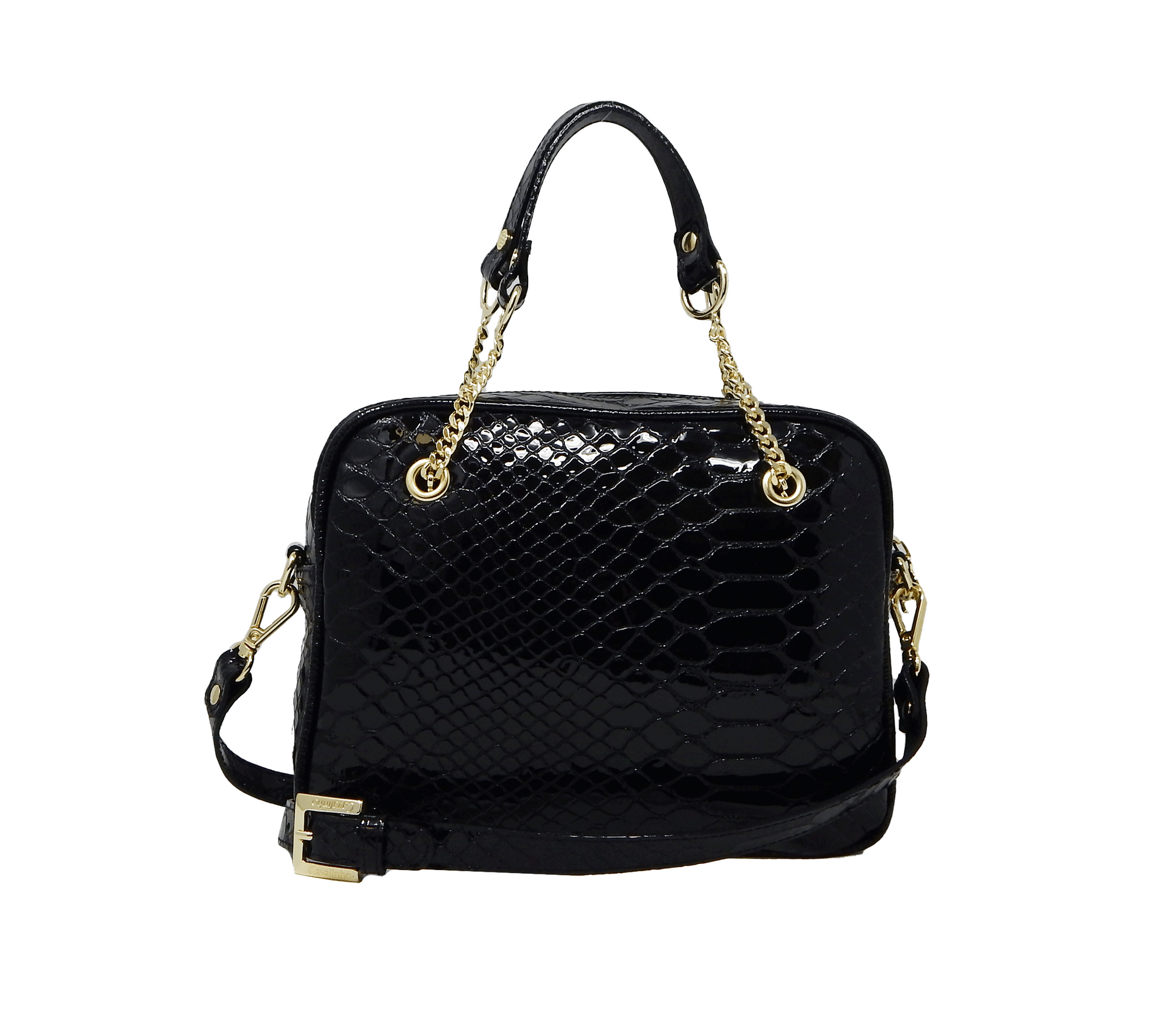 #color_ Black | Cavalinho Gallop Patent Leather Handbag - Black - 18170512.01_3