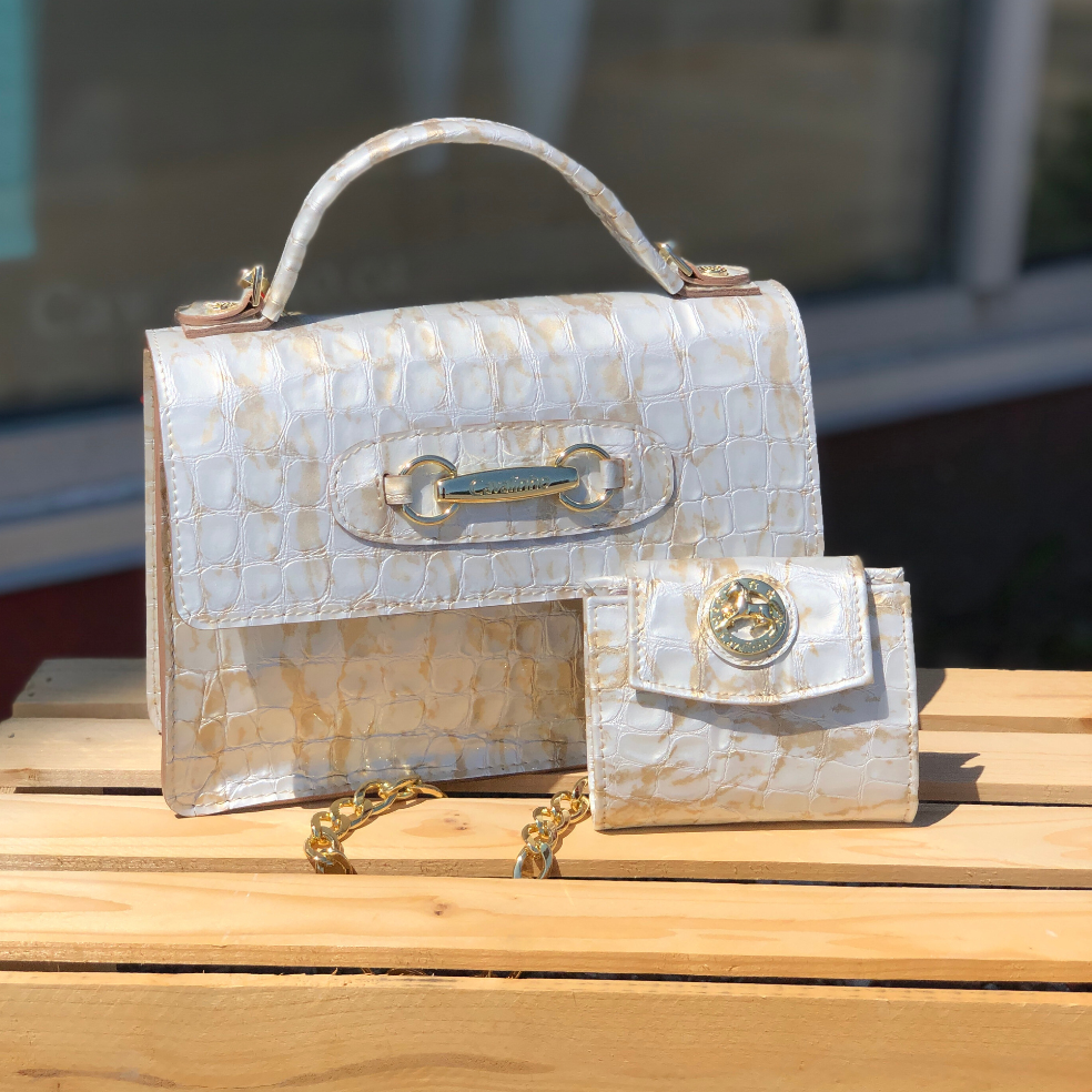 Cavalinho Gallop Patent Leather Handbag SKU 18170517.31 #color_beige / white