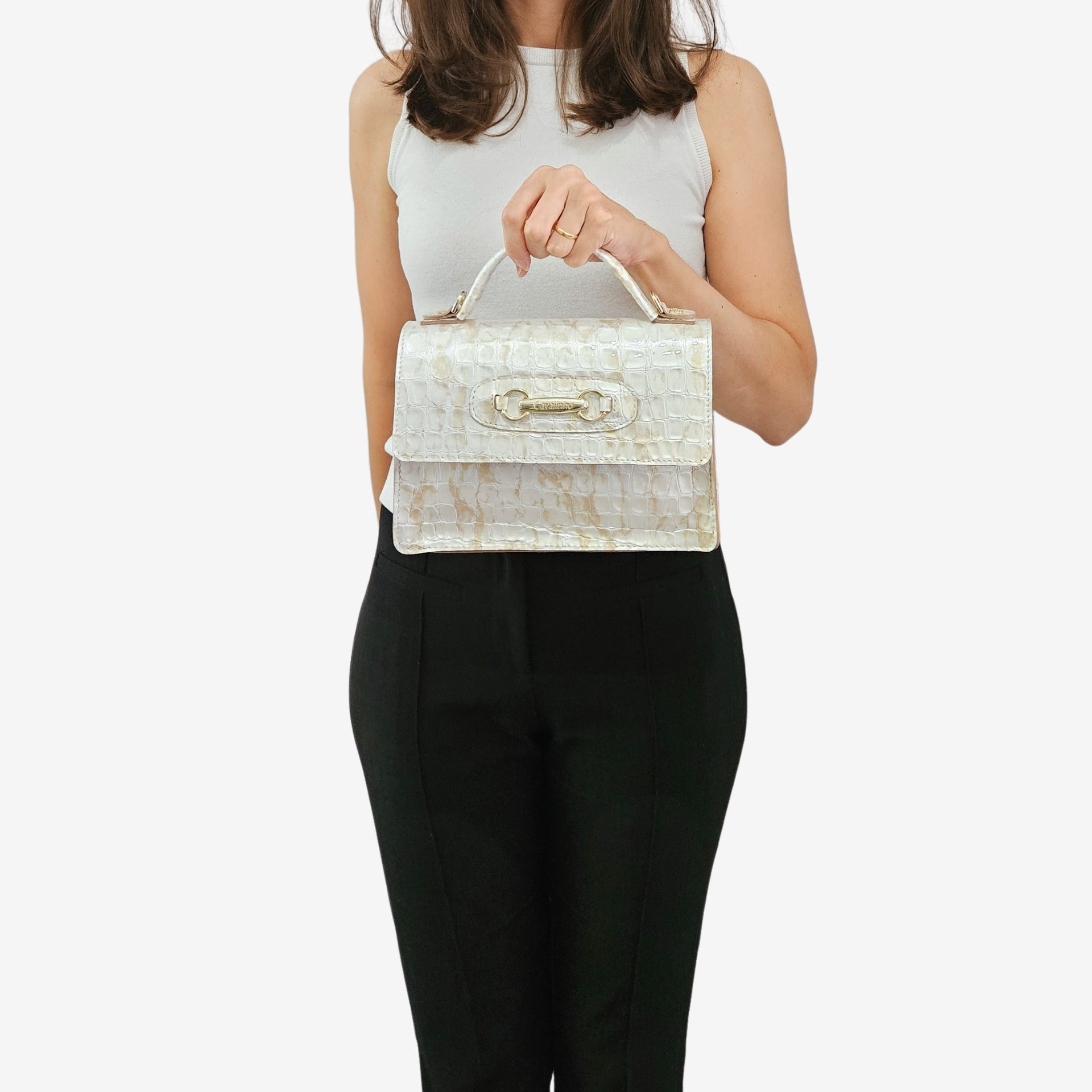 Cavalinho Gallop Patent Leather Handbag SKU 18170517.31 #color_beige / white