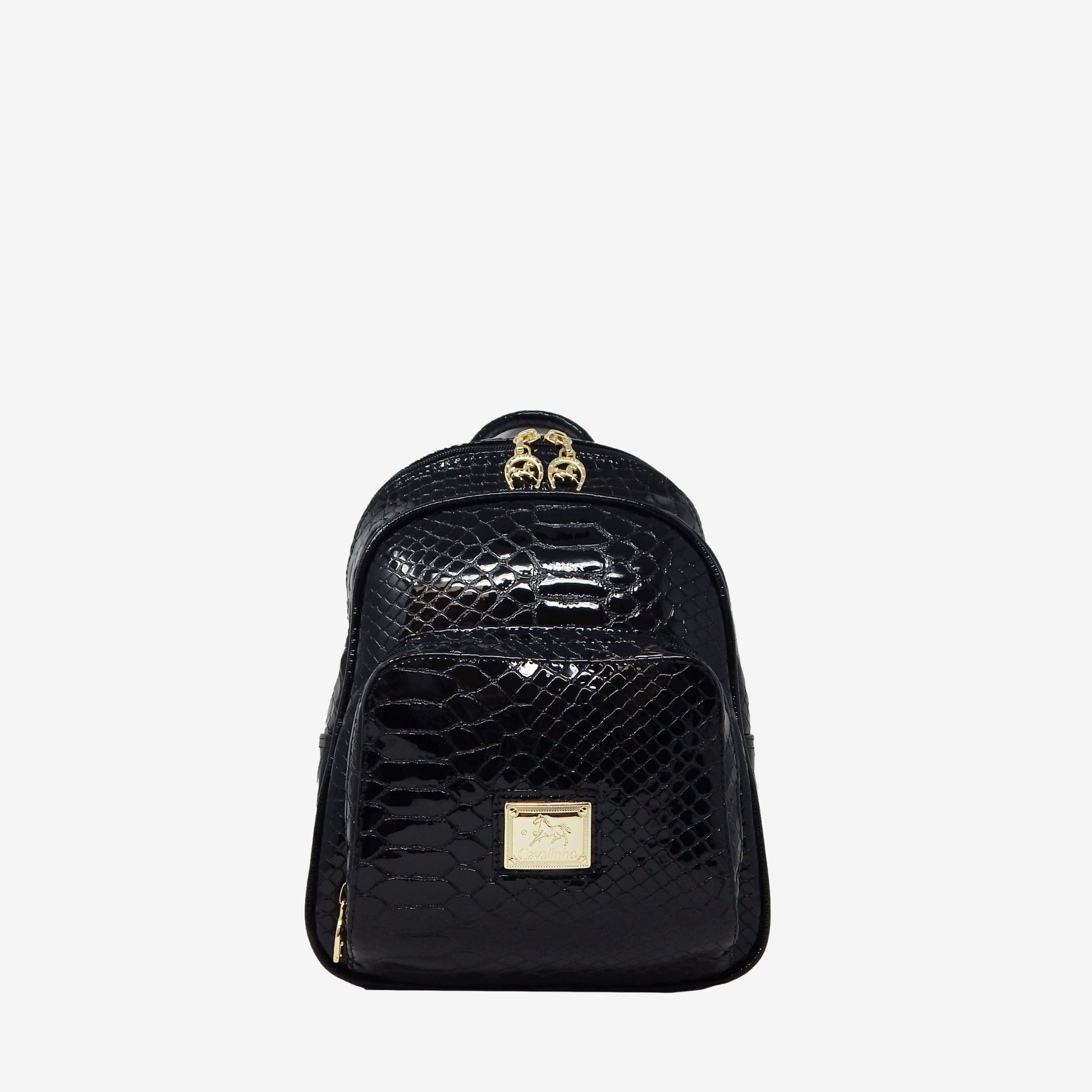 Cavalinho Gallop Black Patent Leather Backpack Purse SKU 18170525.01 #color_black