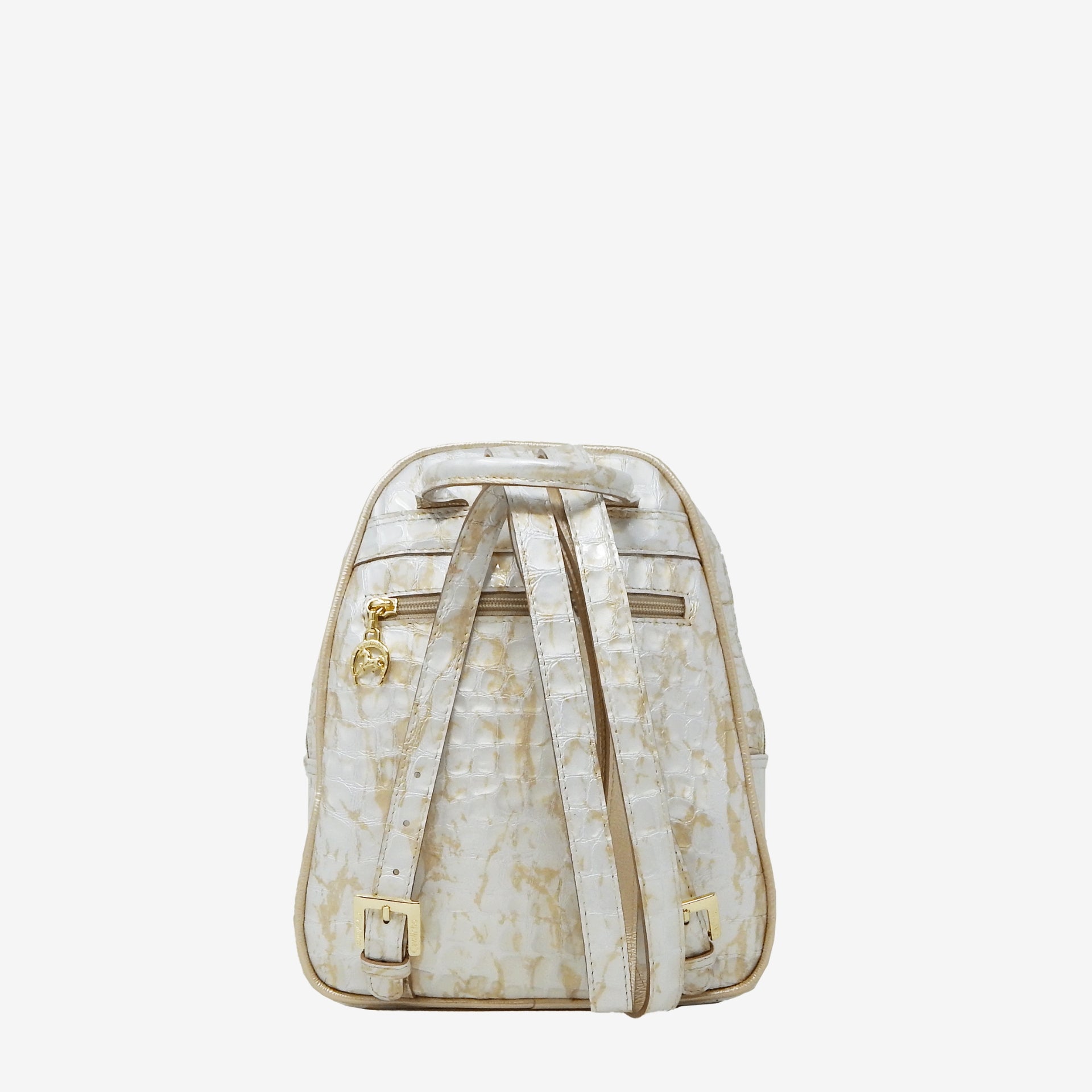 Cavalinho Gallop Beige Patent Leather Backpack Purse SKU 18170525.31 #color_beige / white