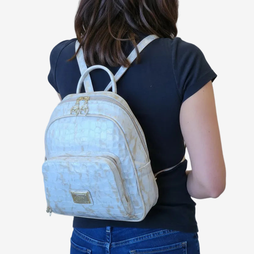 Cavalinho Gallop Patent Leather Backpack SKU 18170525.31 #color_beige / white