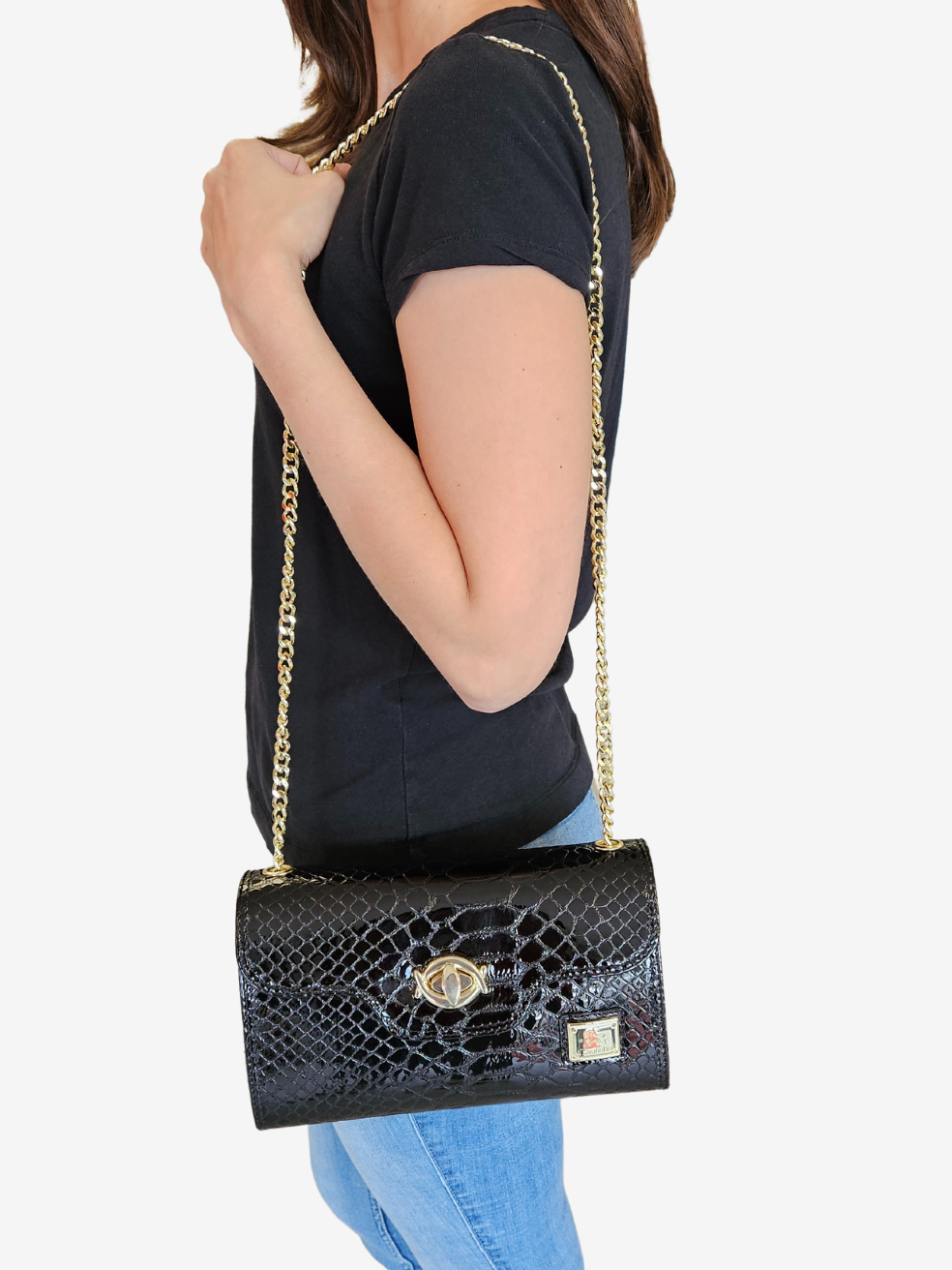 Cavalinho Gallop Patent Leather Clutch or Shoulder Bag SKU 18170535.01 #color_black