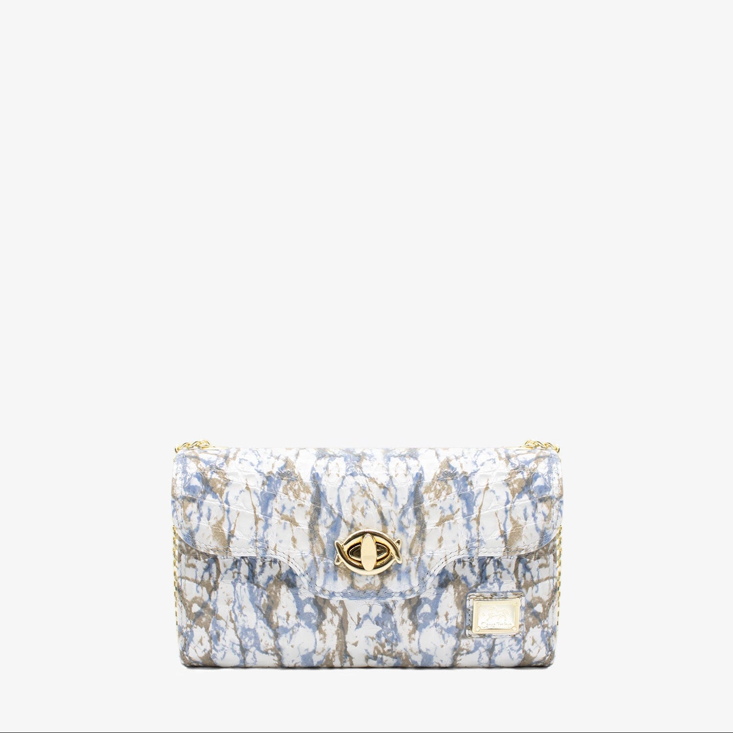 Cavalinho Gallop Patent Leather Clutch Shoulder Bag SKU 18170535.10 #color_blue / white