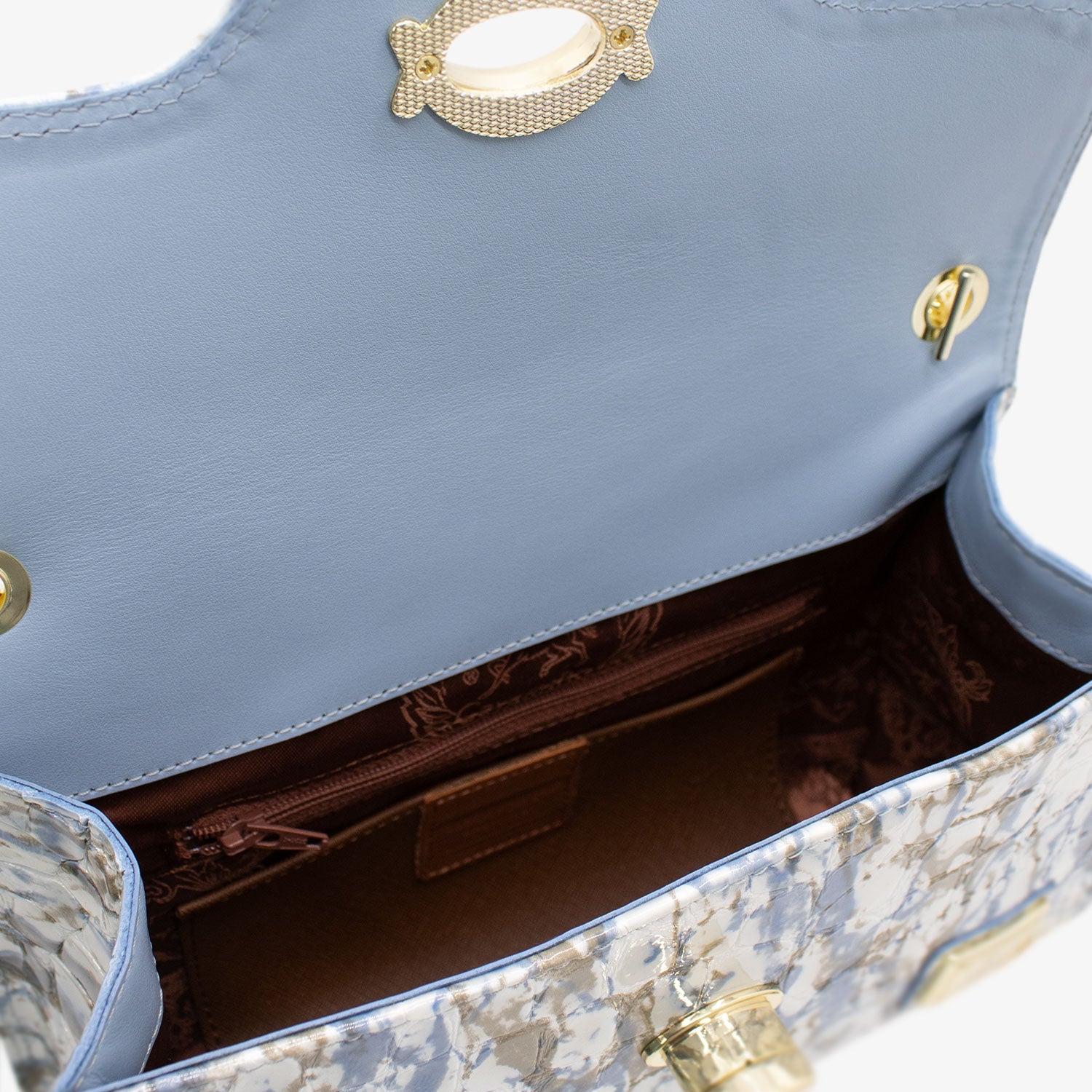 Cavalinho Gallop Patent Leather Clutch Bag SKU 18170535.10 #color_blue / white