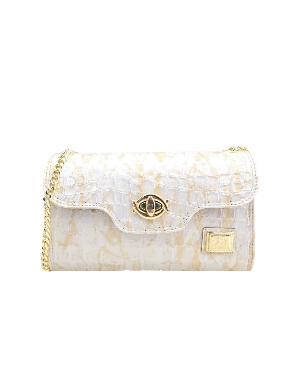 Cavalinho Gallop Patent Leather Clutch or Shoulder Bag SKU 18170535.31 #color_beige / white