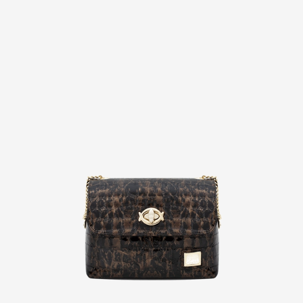 Cavalinho Gallop Patent Leather Shoulder Bag SKU 18170536.19 #color_black / brown