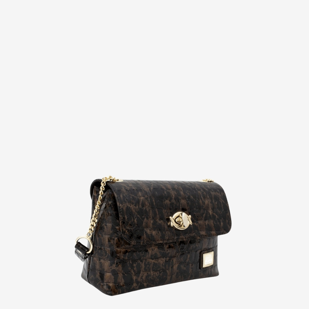 Cavalinho Gallop Patent Leather Shoulder Bag SKU 18170536.19 #color_black / brown