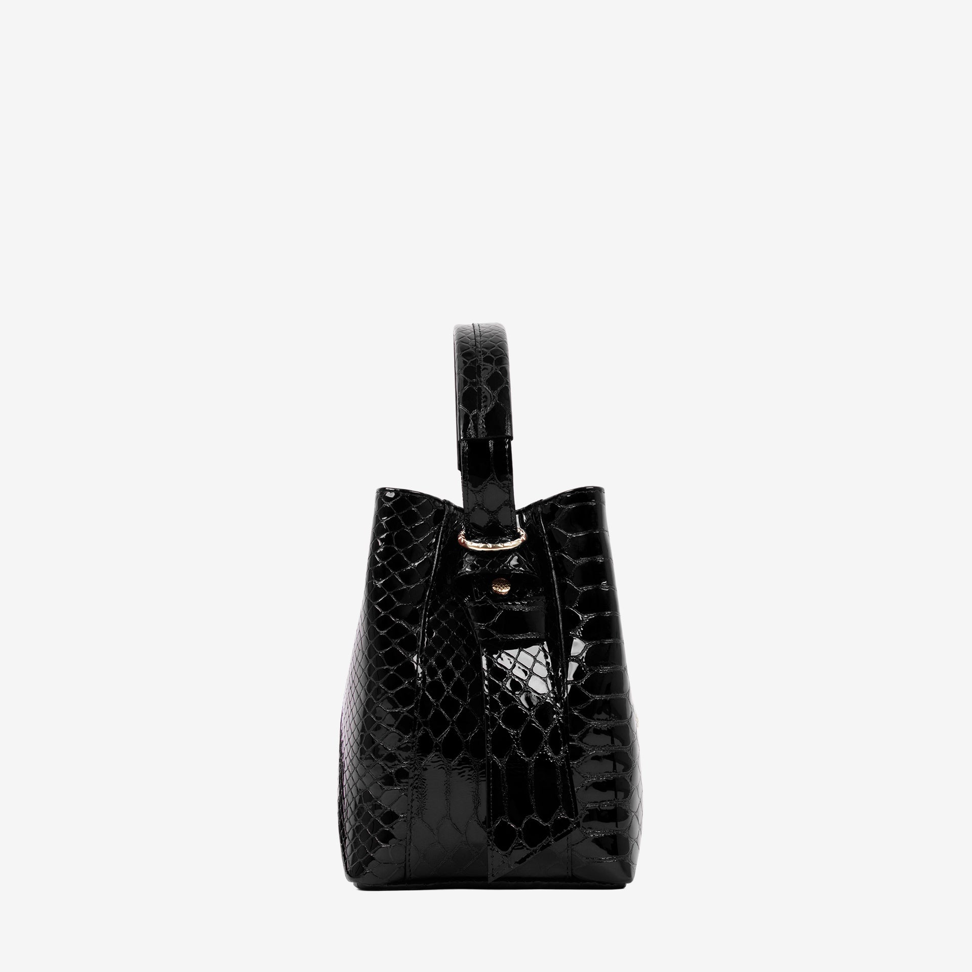 Cavalinho Gallop Black Patent Leather Bucket Bag SKU 18170591.01 #color_black