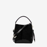 Cavalinho Gallop Black Patent Leather Bucket Bag SKU 18170591.01 #color_black