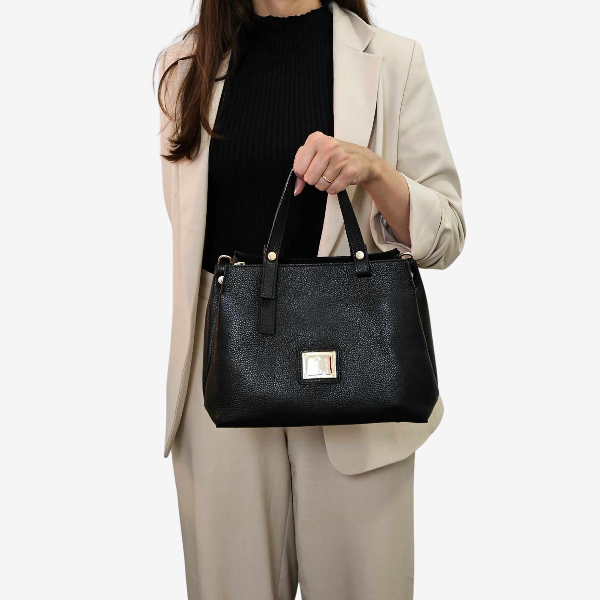 Cavalinho Muse Black Leather Handbag SKU 18300490.01 #color_Black