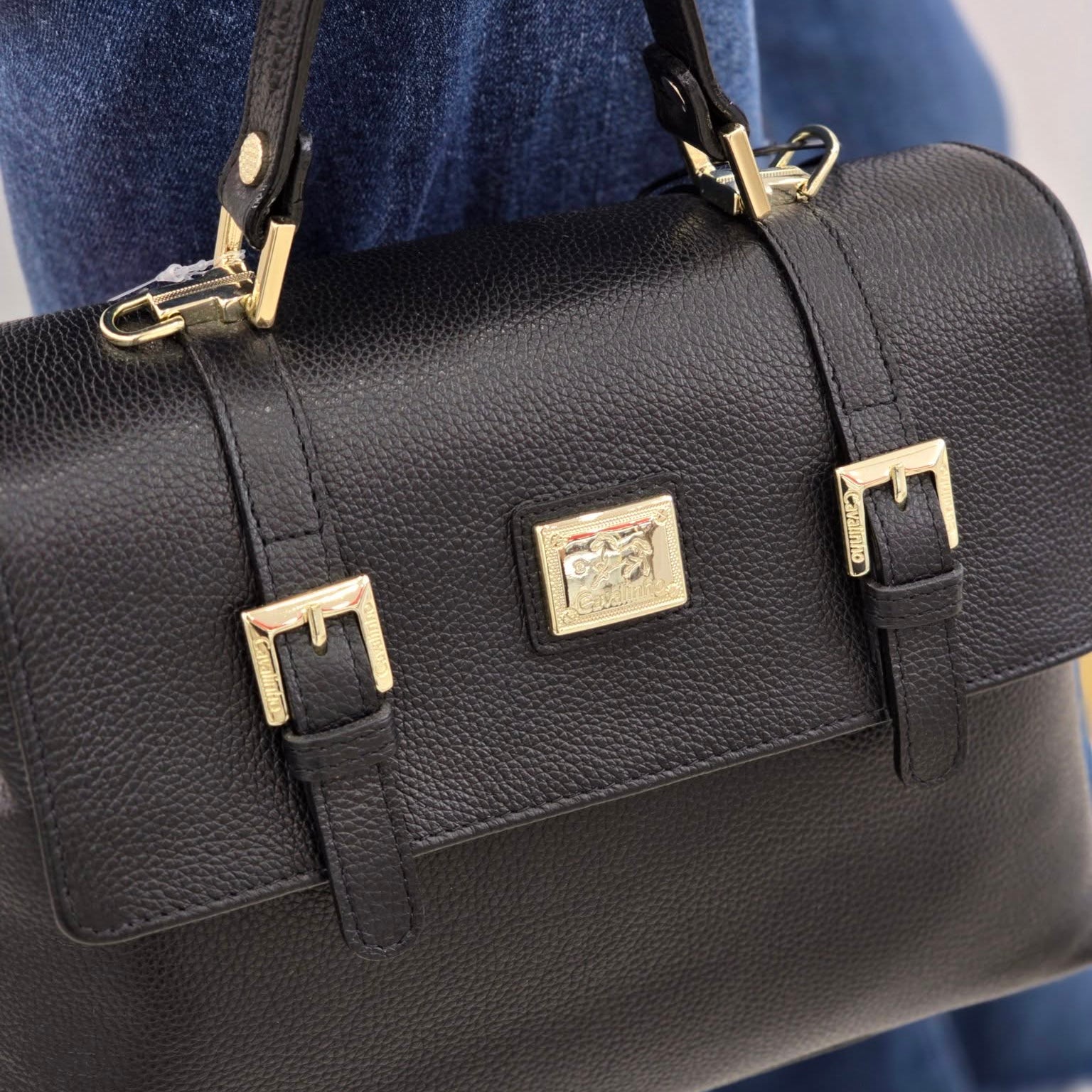 Cavalinho Muse Trapezoid Leather Handbag SKU 18300508.01 #color_black