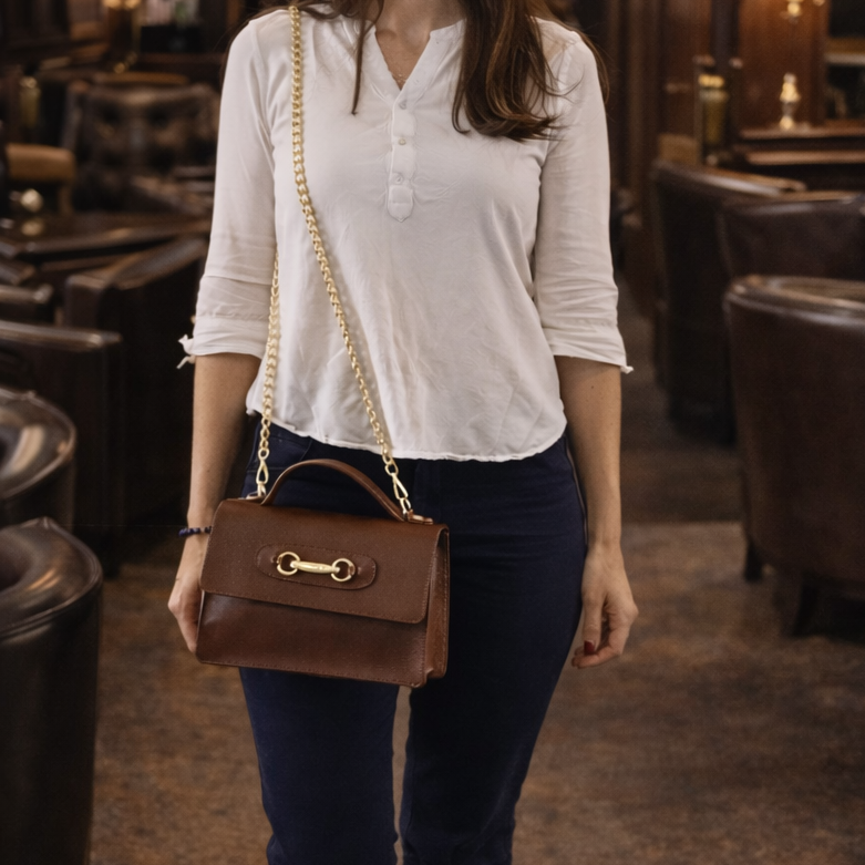 Cavalinho Muse Brown Leather Handbag SKU 18300517.13 #color_Saddlebrown