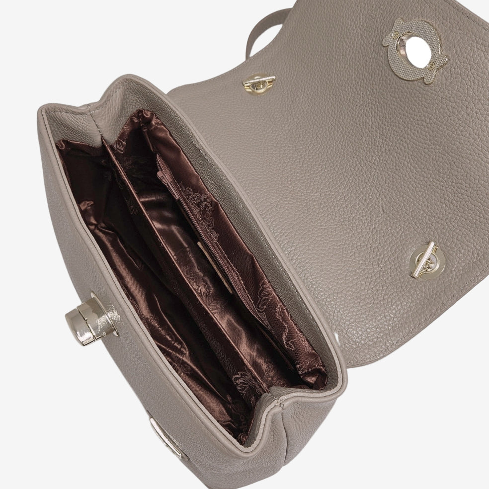 Cavalinho Muse Leather Shoulder Bag SKU 18300536.31 #color_lightsand, saddlebrown