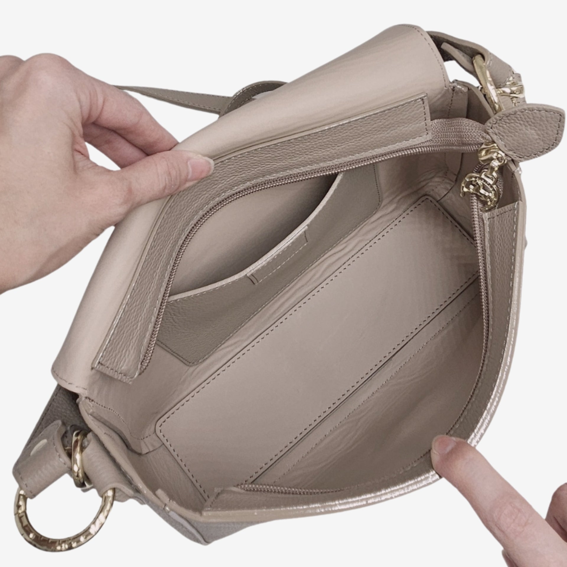 Cavalinho Muse Leather Handbag SKU 18300556.31 #color_lightsand, black, beige, saddlebrown