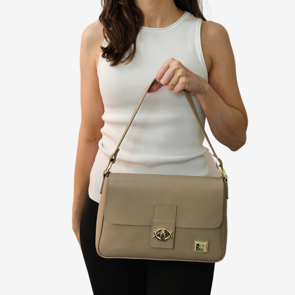 Cavalinho Muse Leather Handbag SKU 18300556.31 #color_lightsand, beige, black