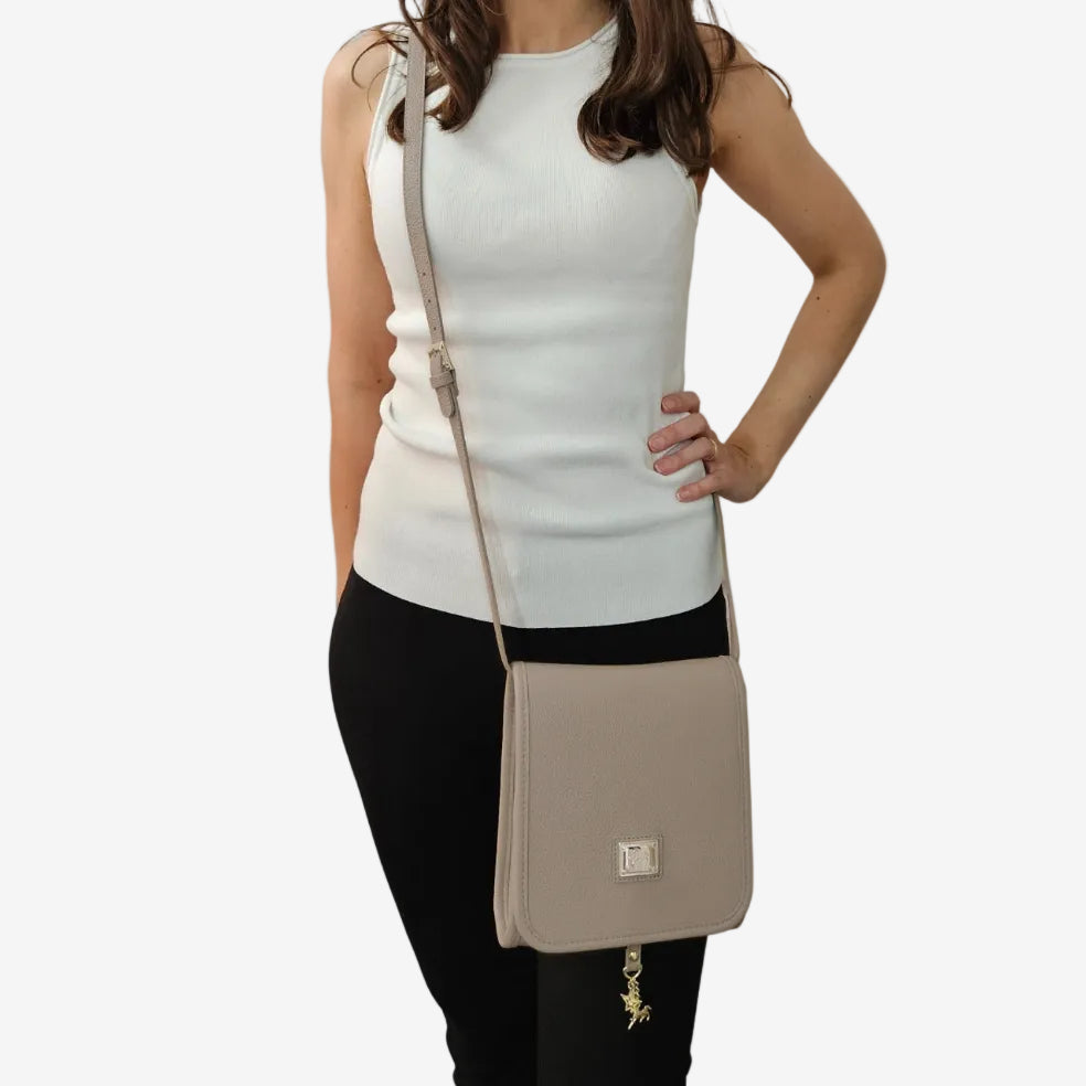 Cavalinho Muse Small Leather Crossbody Bag SKU 18300560.31 #color_lightsand