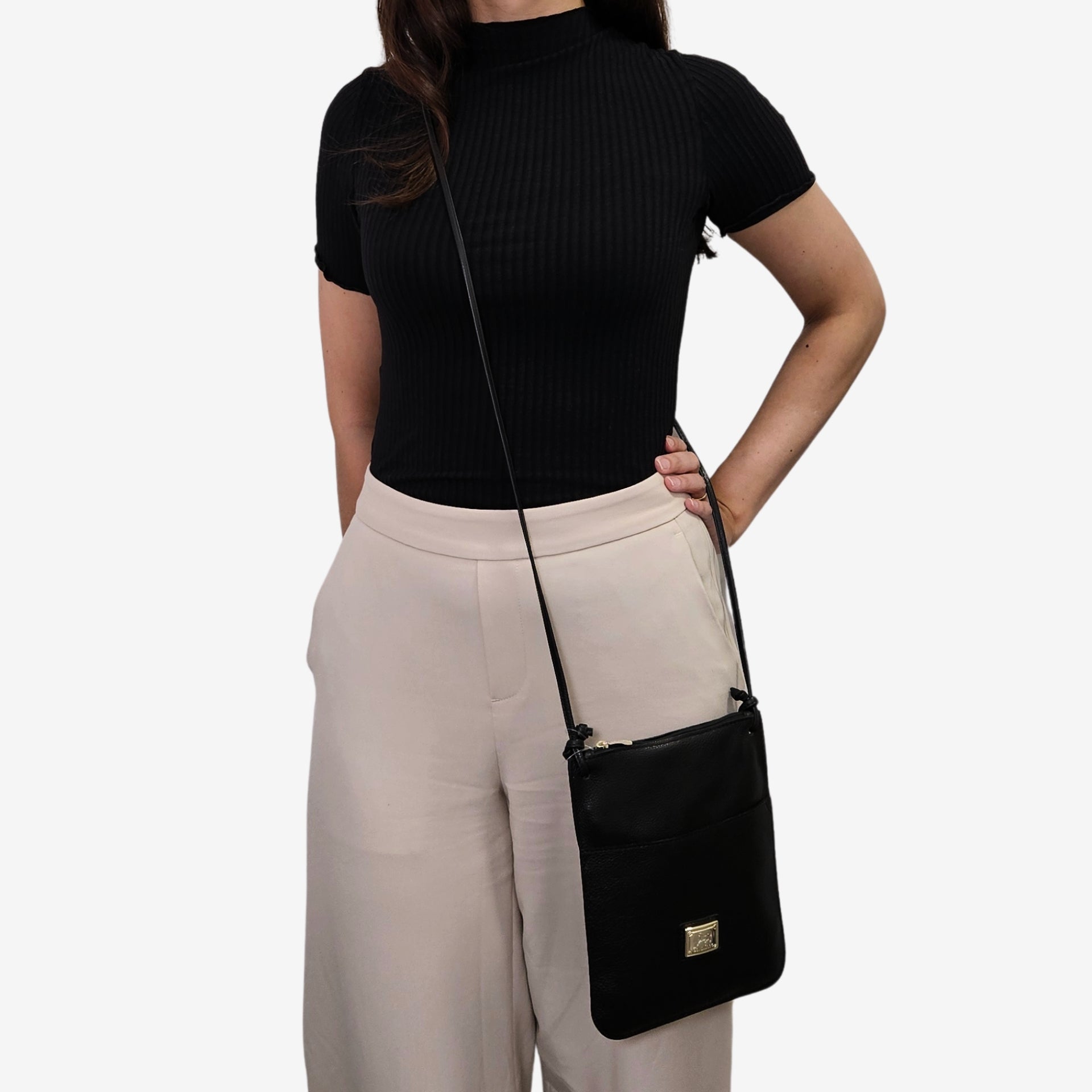 Cavalinho Muse Black Small Leather Crossbody Bag SKU 18300564.01 #color_black