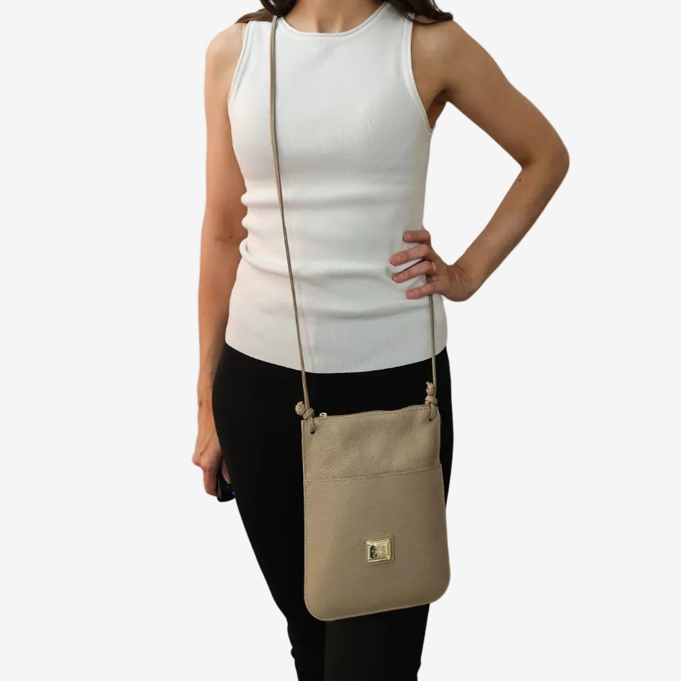 Cavalinho Muse Small Leather Crossbody Bag SKU 18300564.31 #color_lightsand