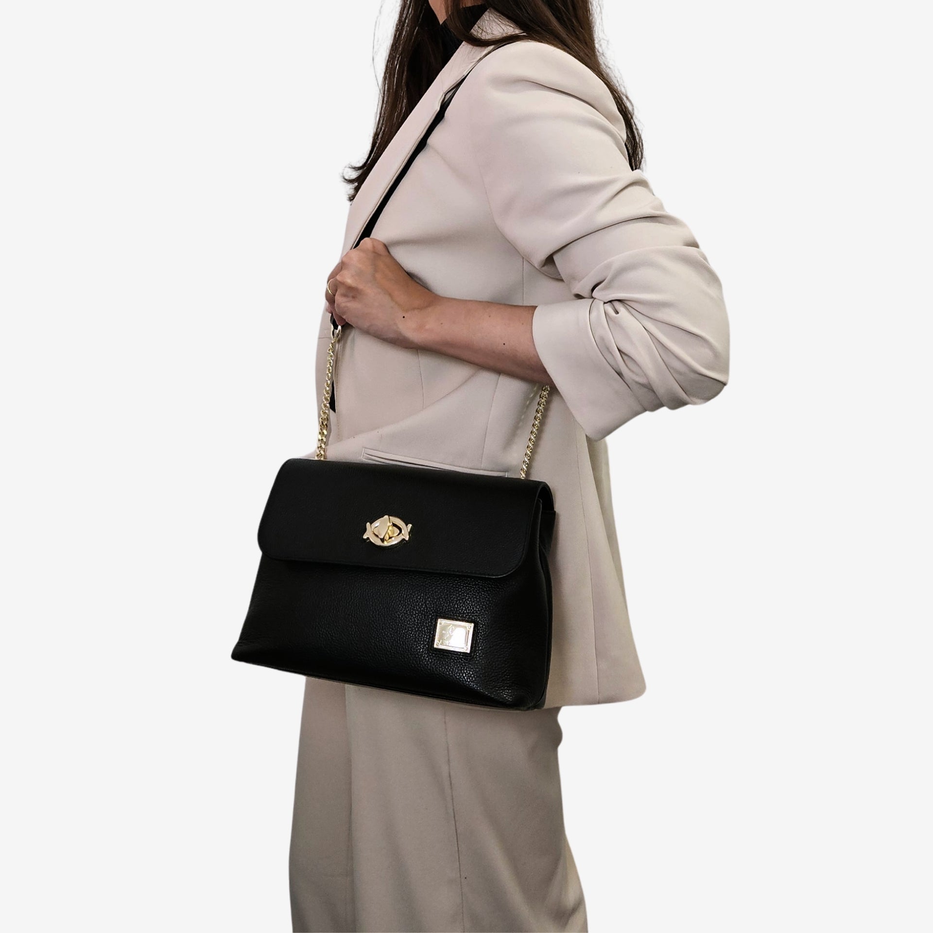 Cavalinho Muse Black Leather Shoulder Bag SKU 18300570.01 #color_black
