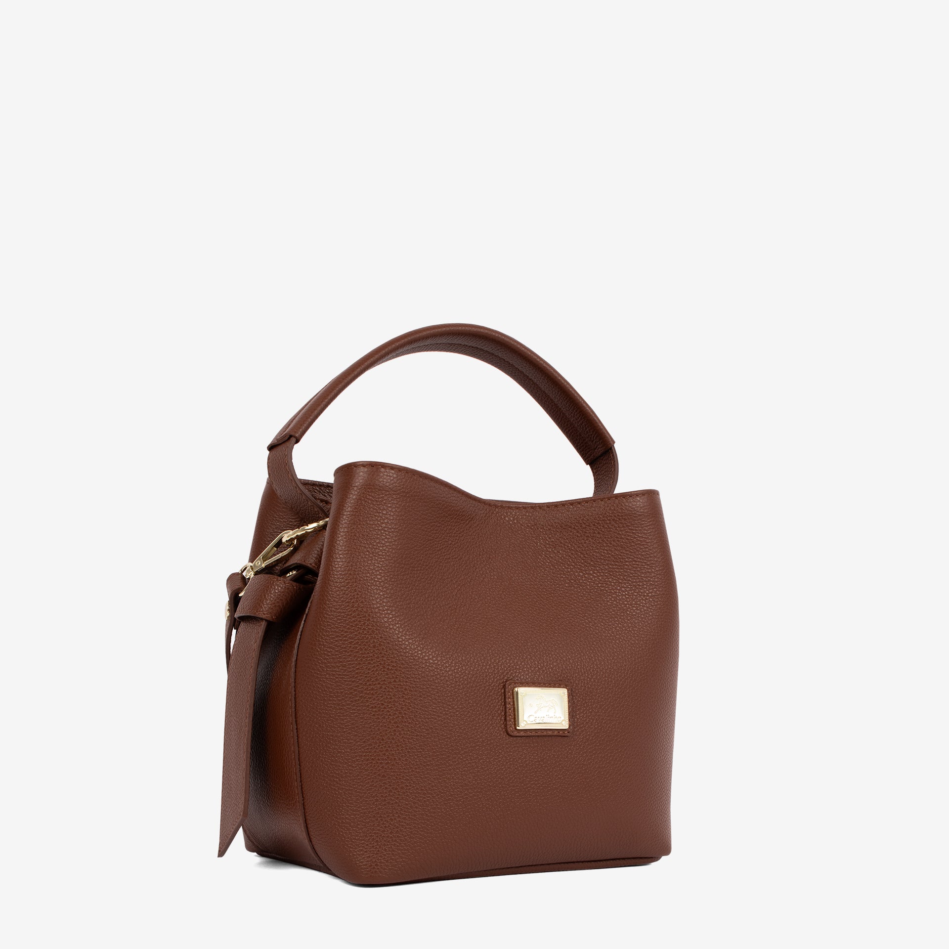 Cavalinho Muse Brown Leather Bucket Bag SKU 18300591.13 #color_saddlebrown