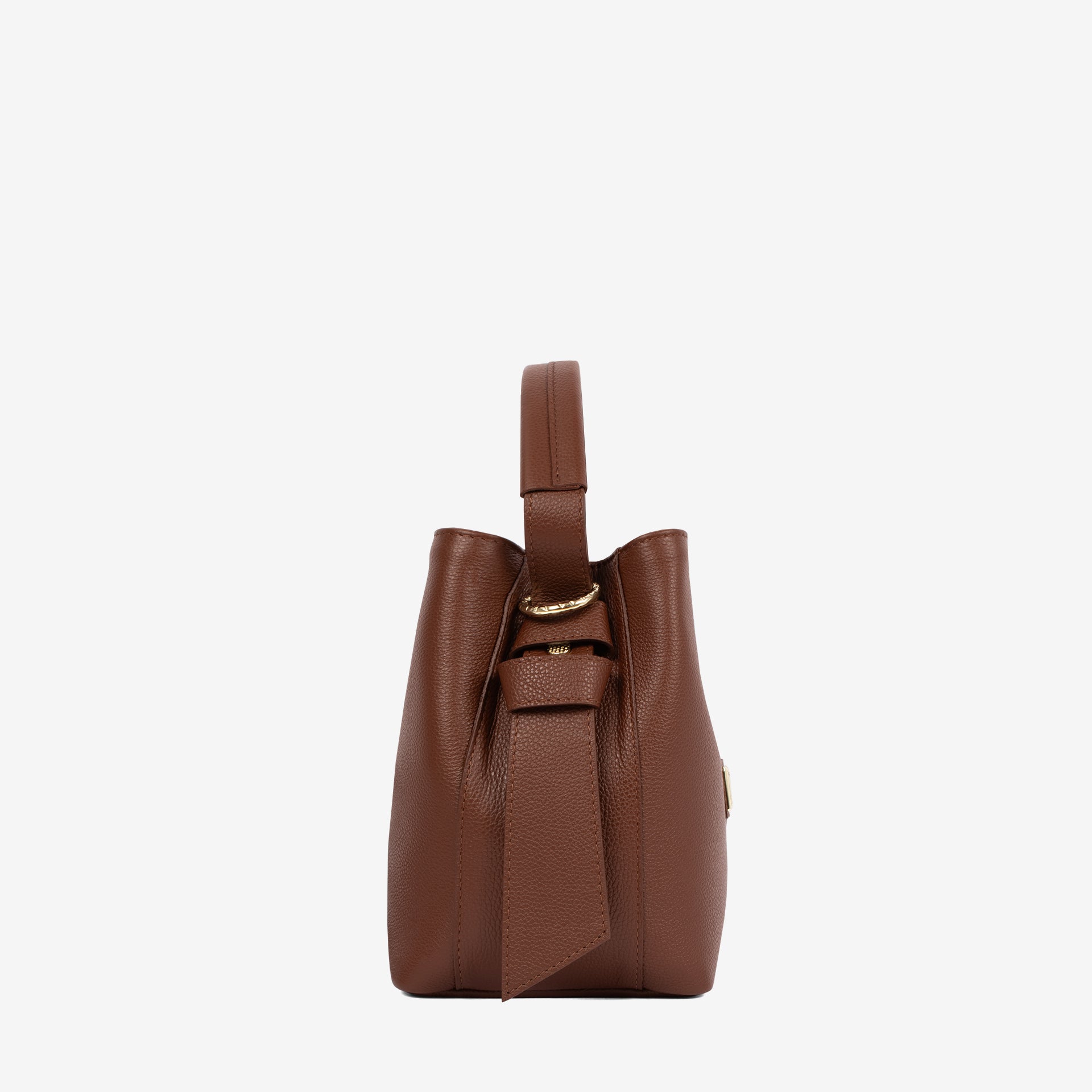 Cavalinho Muse Brown Leather Bucket Bag SKU 18300591.13 #color_saddlebrown