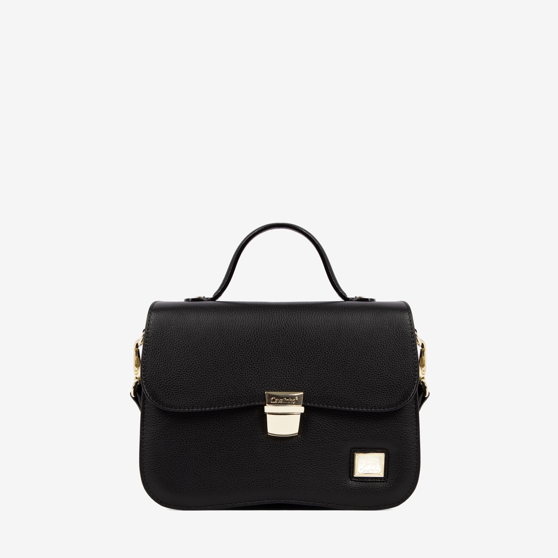 Cavalinho Muse Black Leather Handbag for Women with Gold Accents SKU 18300600.01 #color_black