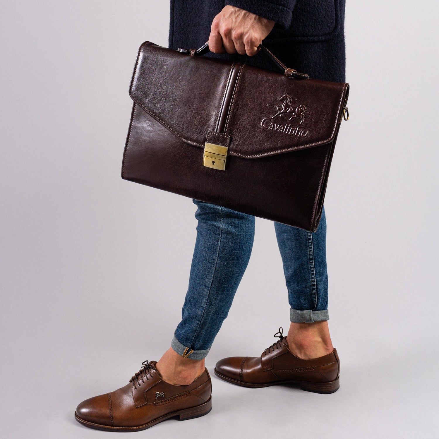 Cavalinho Brown Leather Briefcase for Men 18320172.02 #color_brown
