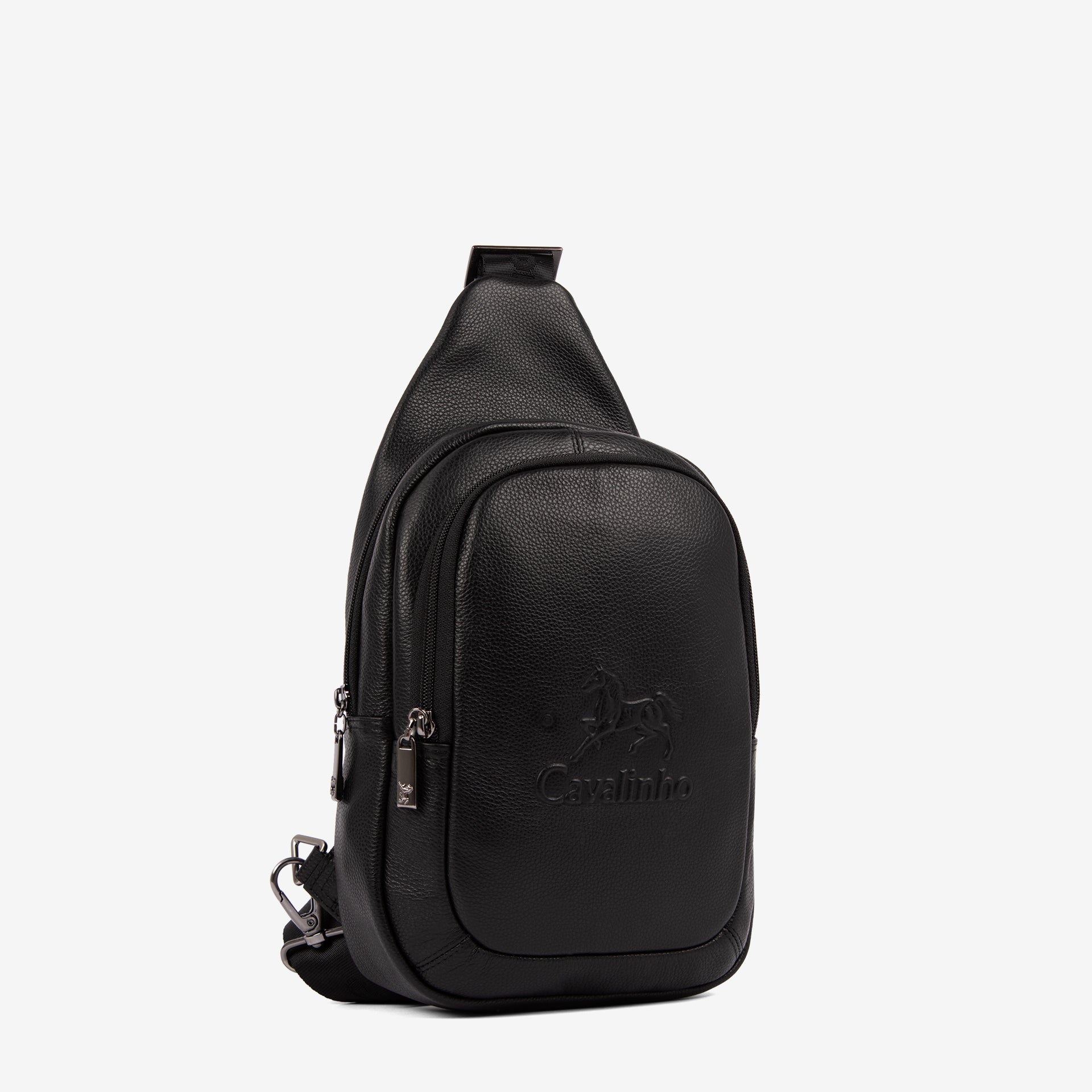 Cavalinho El Cavaleiro Black Leather Sling Bag for Men SKU 18330416.01 #color_black