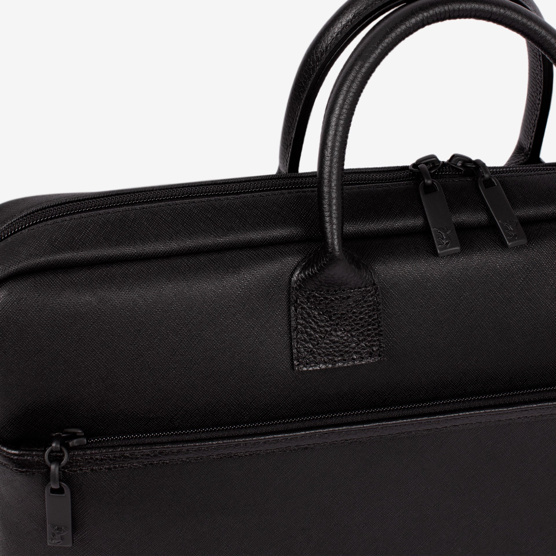 Cavalinho Club Black Leather and Canvas Laptop Bag for Men SKU 18360501.01 #color_Black