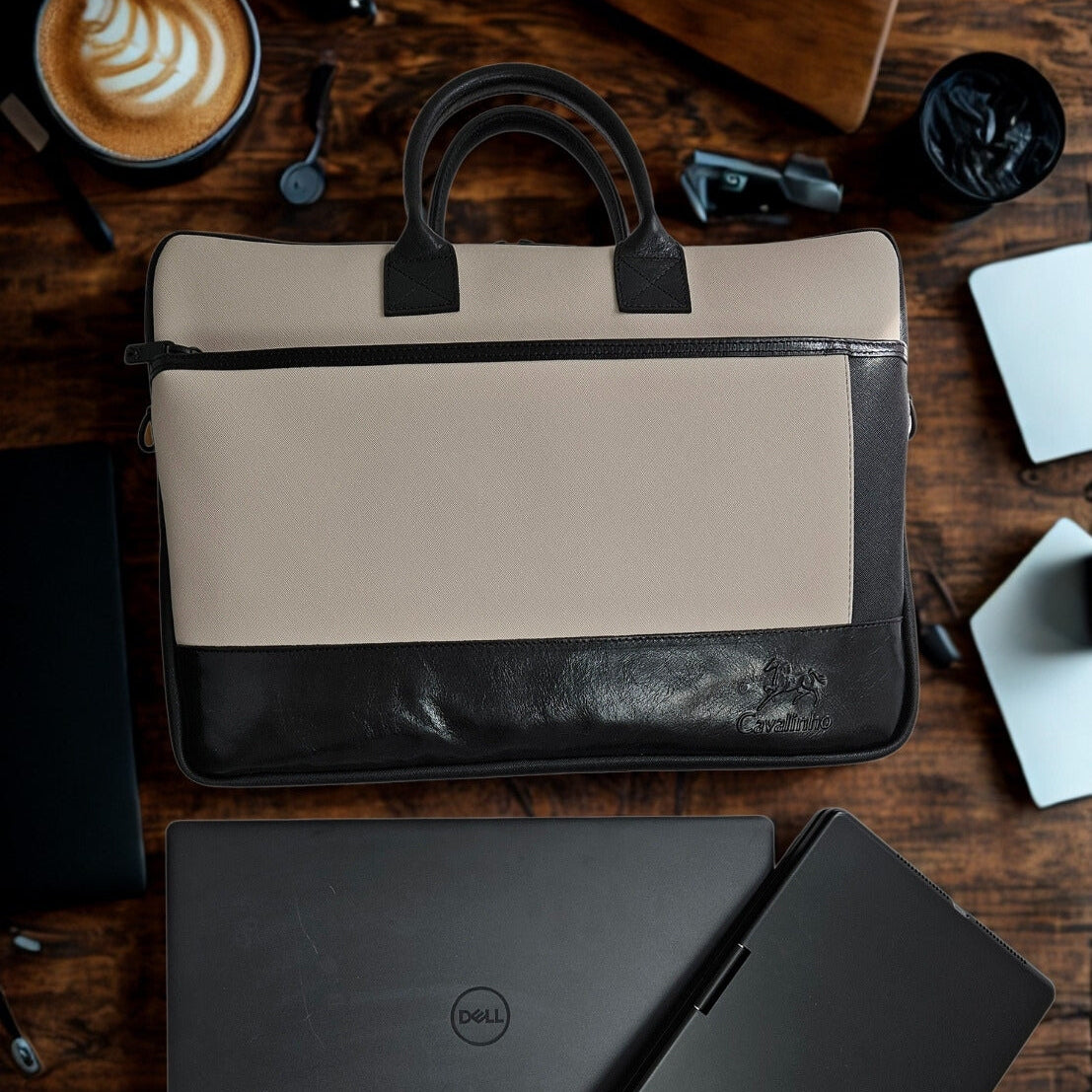 Cavalinho Cavalinho Club Laptop Bag SKU 18360501.07 #color_Sand, Black / Tan
