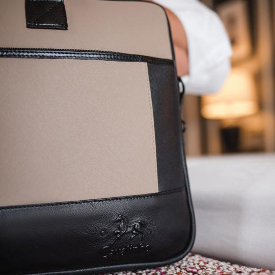 Cavalinho Cavalinho Club Laptop Bag SKU 18360501.07 #color_Sand, Black / Tan