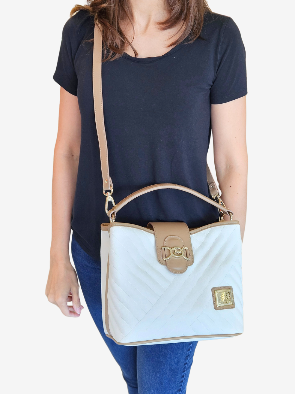 Cavalinho Charming Handbag SKU 18470429.38 #color_Navy / Tan / Beige, white / sand