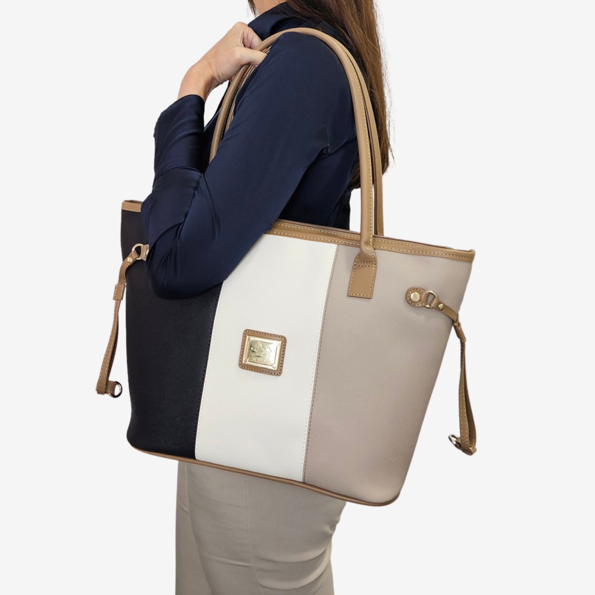 Cavalinho Allegro Designer Tote Bag SKU 18480520.022 #color_beige / white / navy