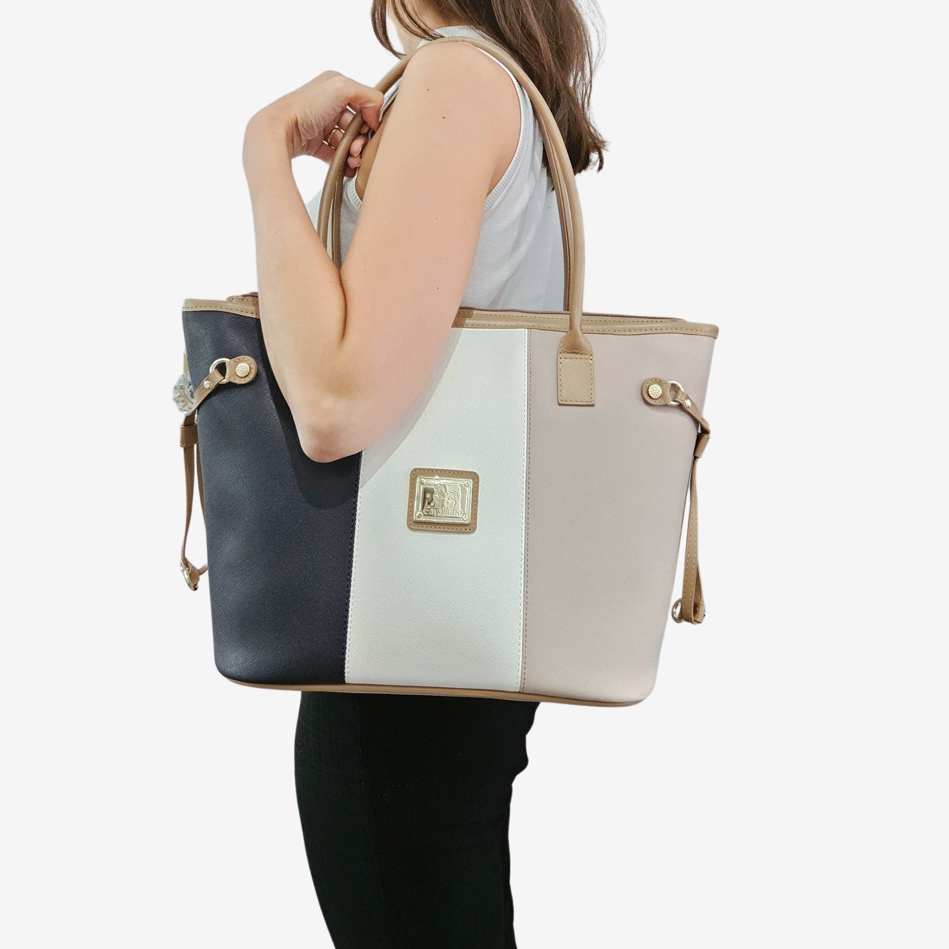 Cavalinho Allegro Tote Bag SKU 18480520.022 #color_beige / white / navy