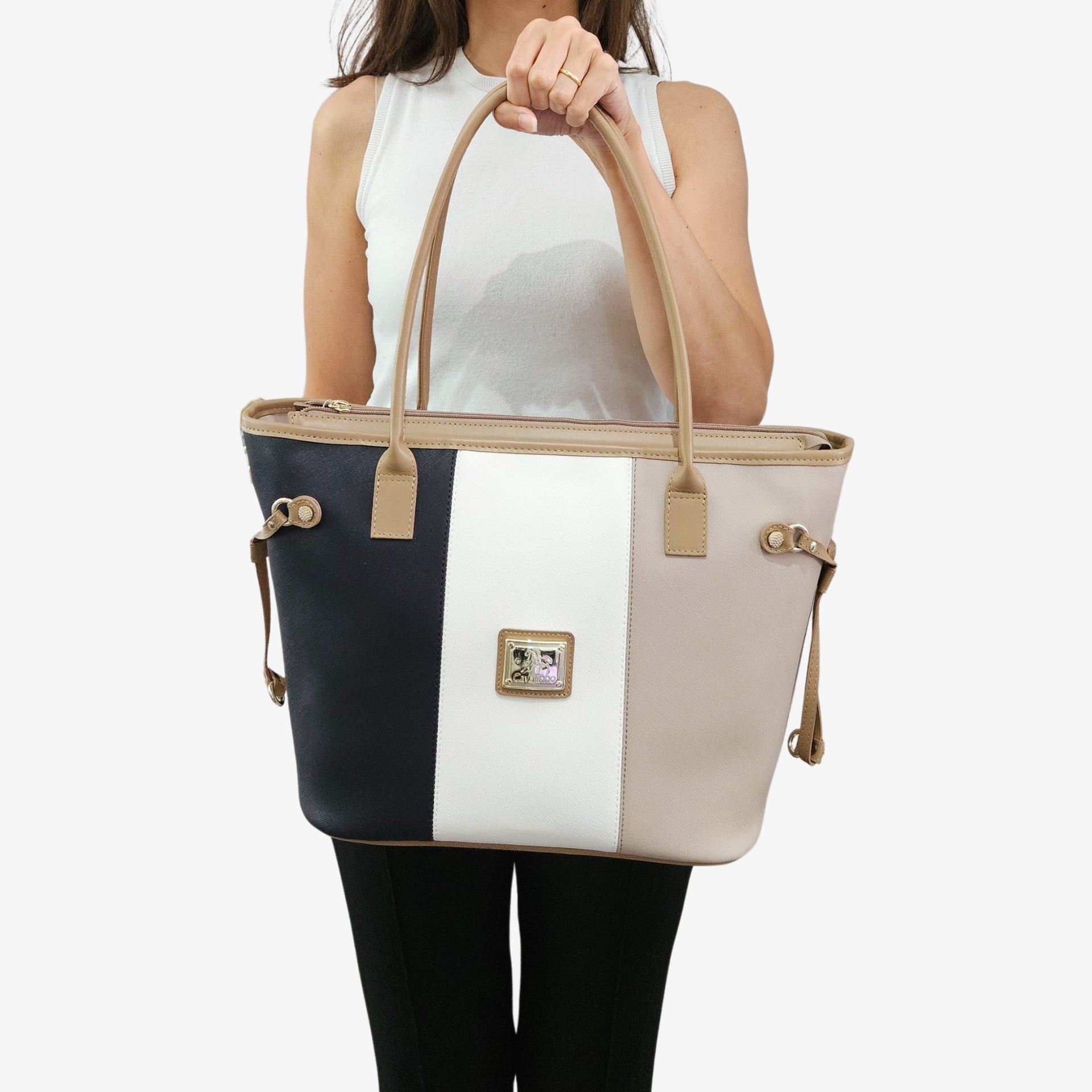 Cavalinho Allegro Tote Bag SKU 18480520.022 #color_beige / white / navy