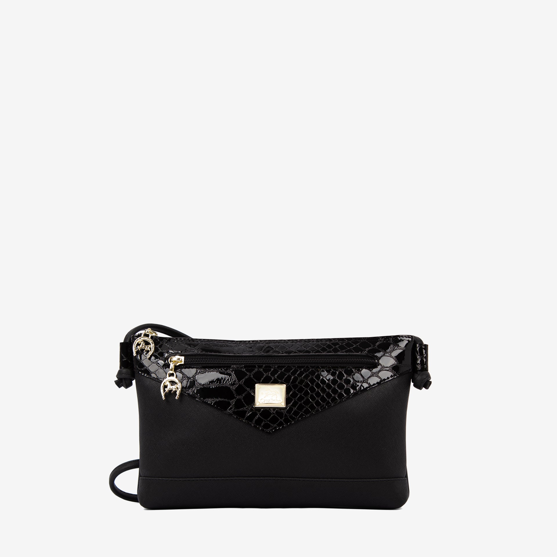 Cavalinho Cherry Blossom Black Leather & Canvas Crossbody Bag for Women SKU 18810224.01 #color_black