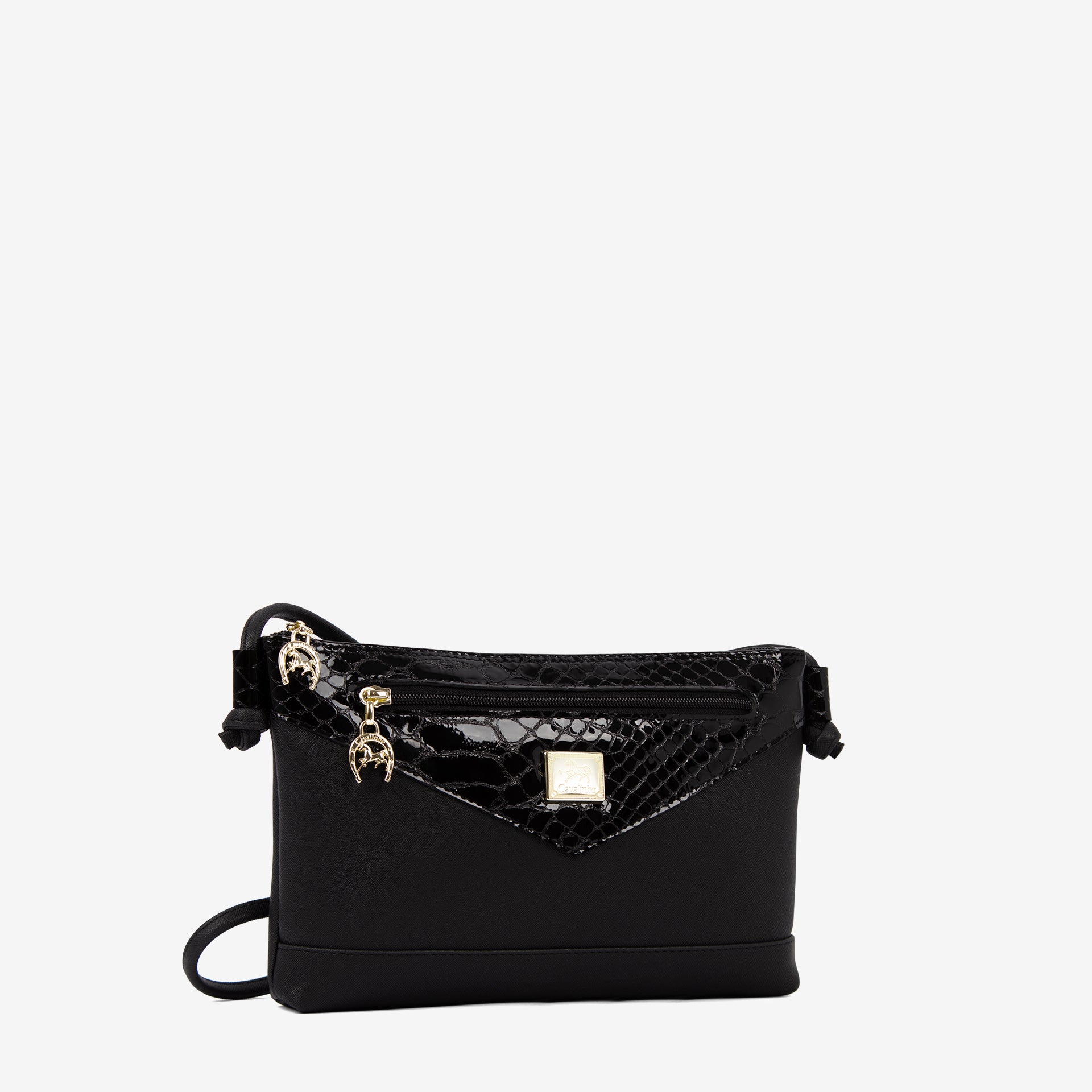 Cavalinho Cherry Blossom Black Leather & Canvas Crossbody Bag for Women SKU 18810224.01 #color_black
