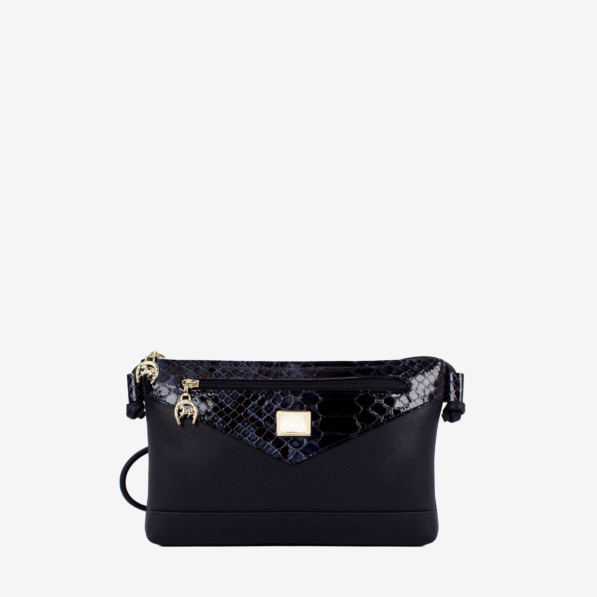 Cavalinho Cherry Blossom Navy Leather & Canvas Crossbody Bag for Women SKU 18810224.03 #color_navy