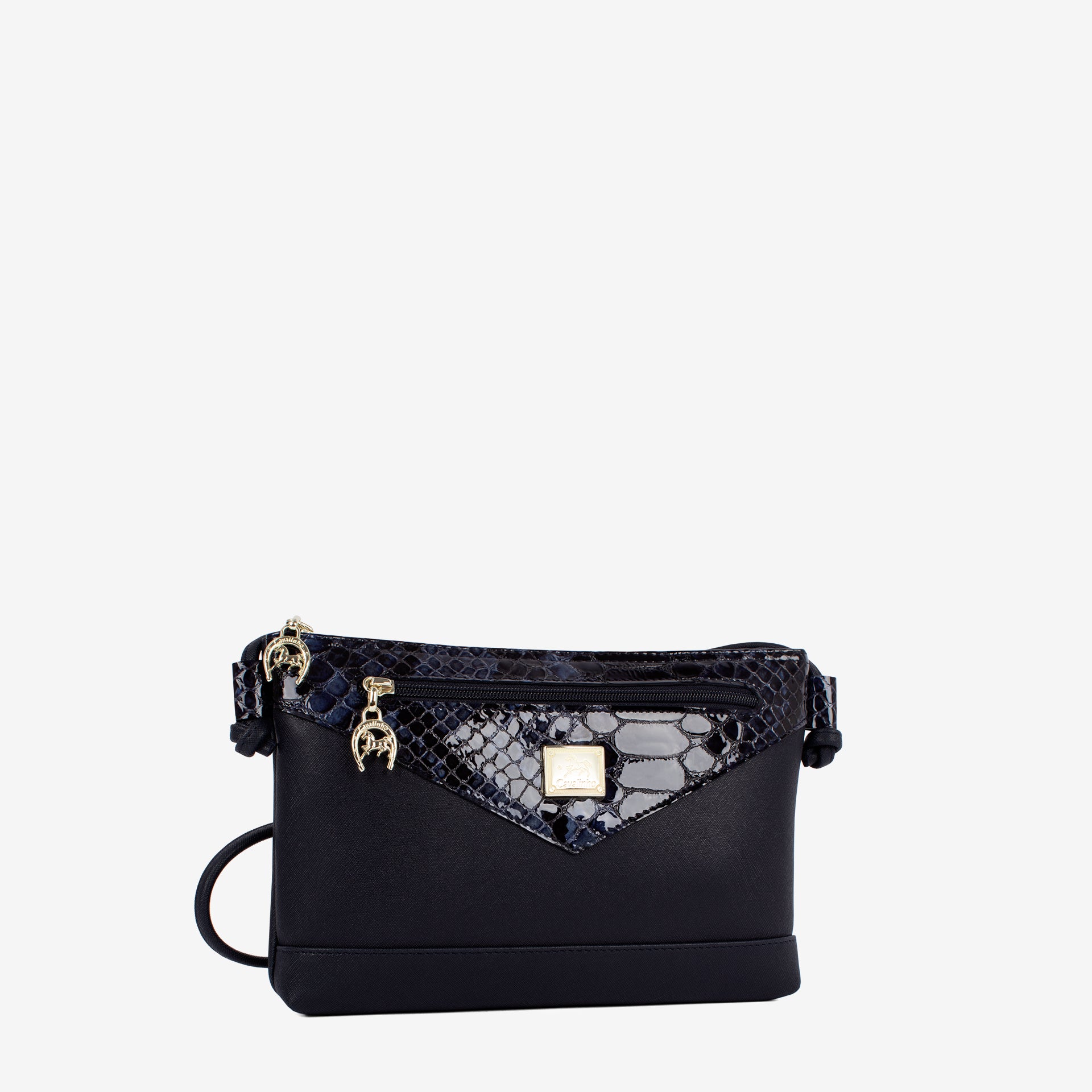 Cavalinho Cherry Blossom Navy Leather & Canvas Crossbody Bag for Women SKU 18810224.03 #color_navy