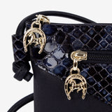 Cavalinho Cherry Blossom Navy Leather & Canvas Crossbody Bag for Women SKU 18810224.03 #color_navy
