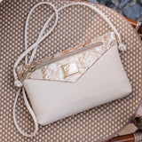 Cavalinho Cherry Blossom Beige Leather & Canvas Crossbody Bag for Women SKU 18810224.05 #color_beige