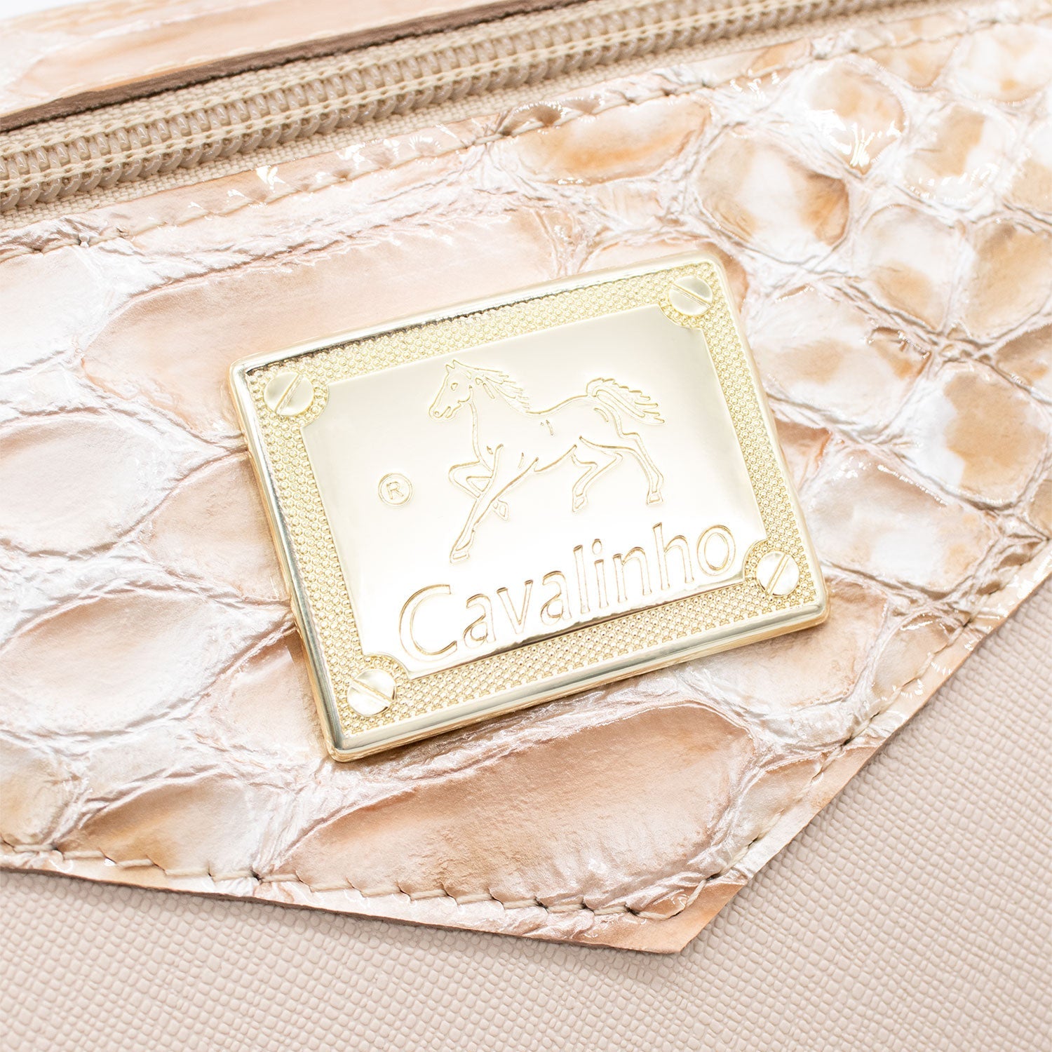 Cavalinho Cherry Blossom Beige Leather & Canvas Crossbody Bag for Women SKU 18810224.05 #color_beige