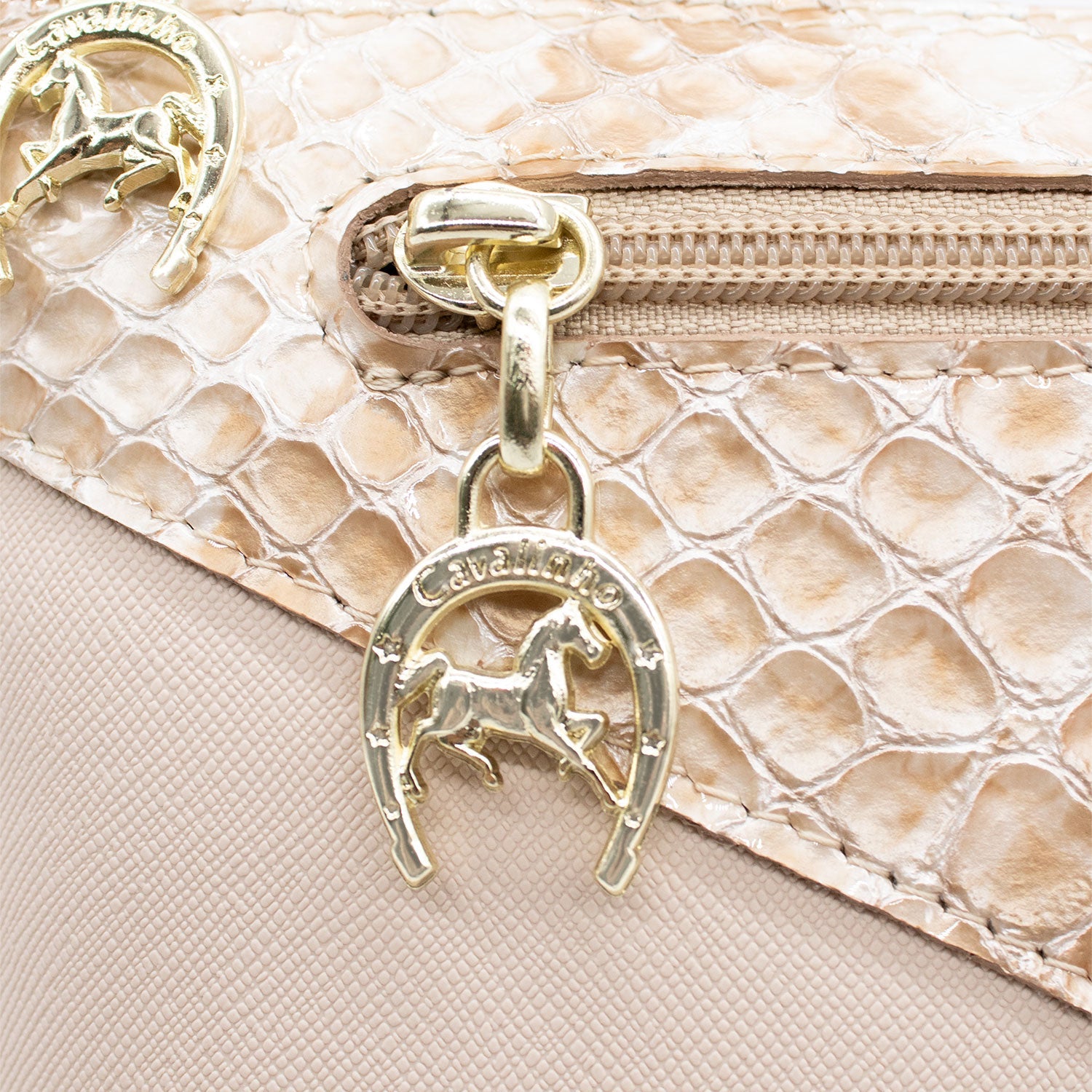 Cavalinho Cherry Blossom Beige Leather & Canvas Crossbody Bag for Women SKU 18810224.05 #color_beige