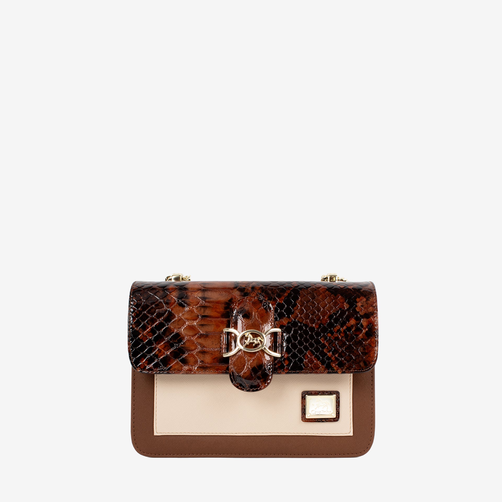 Cavalinho Cherry Brown Blossom Shoulder Bag SKU 18810471.34 #color_Saddlebrown / Beige