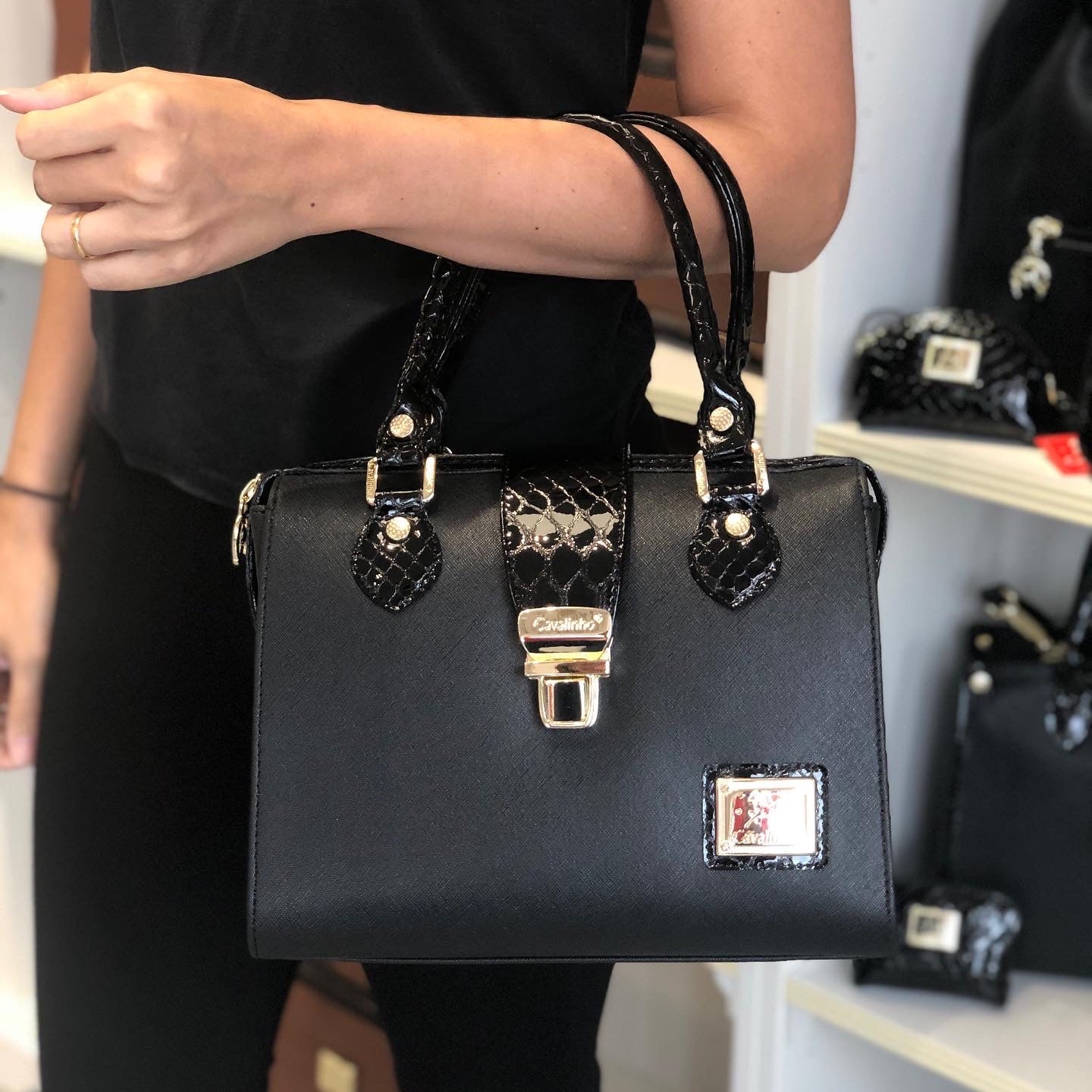 Cavalinho Cherry Blossom Black Handbag SKU 18810502.01 #color_Black