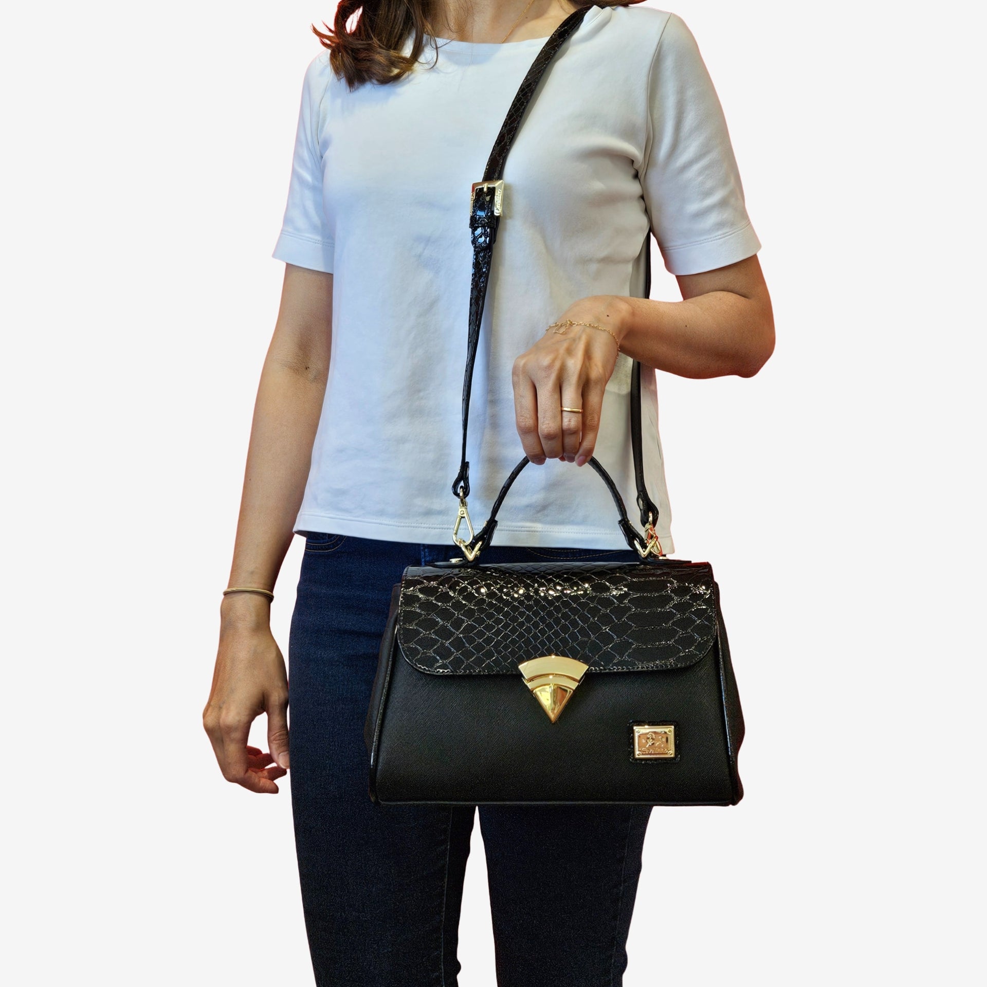 Cavalinho Cherry Blossom Black Canvas & Leather Handbag SKU 18810526.01 #color_black