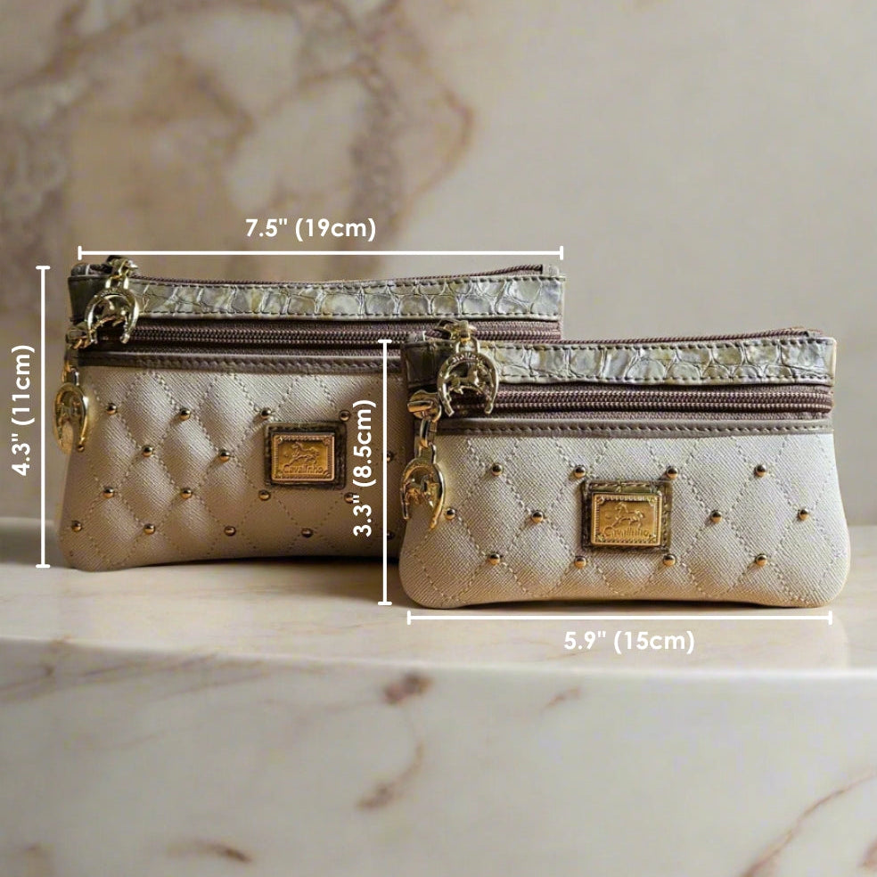 Cavalinho Craft Small Makeup Bag SKU 26010254.12 & 26010256.12 #color_tan / white / beige, navy / white / brown, navy / white