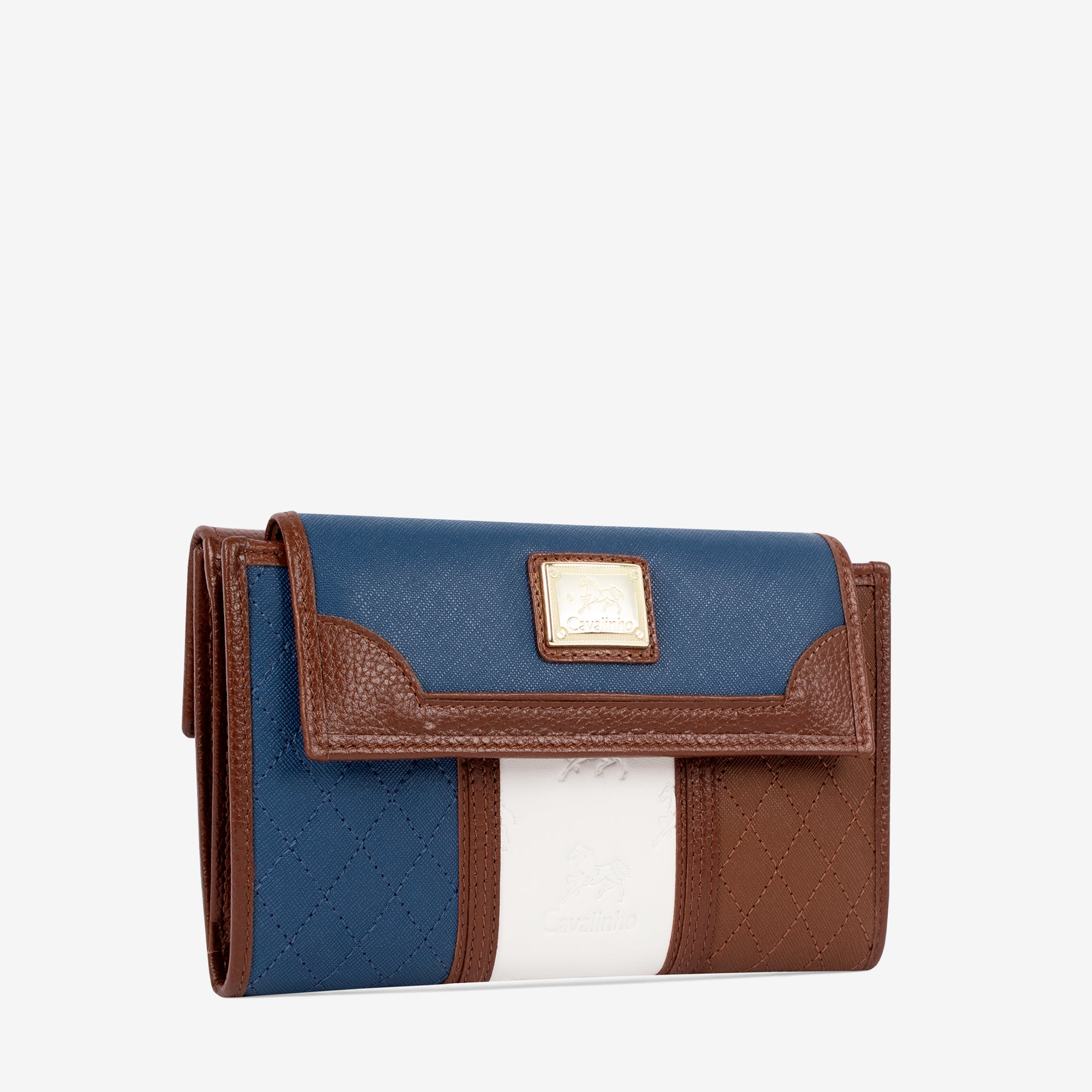 Cavalinho Sublime Trifold Wallet for Women SKU 26060206.48 #color_Blue / White / SaddleBrown