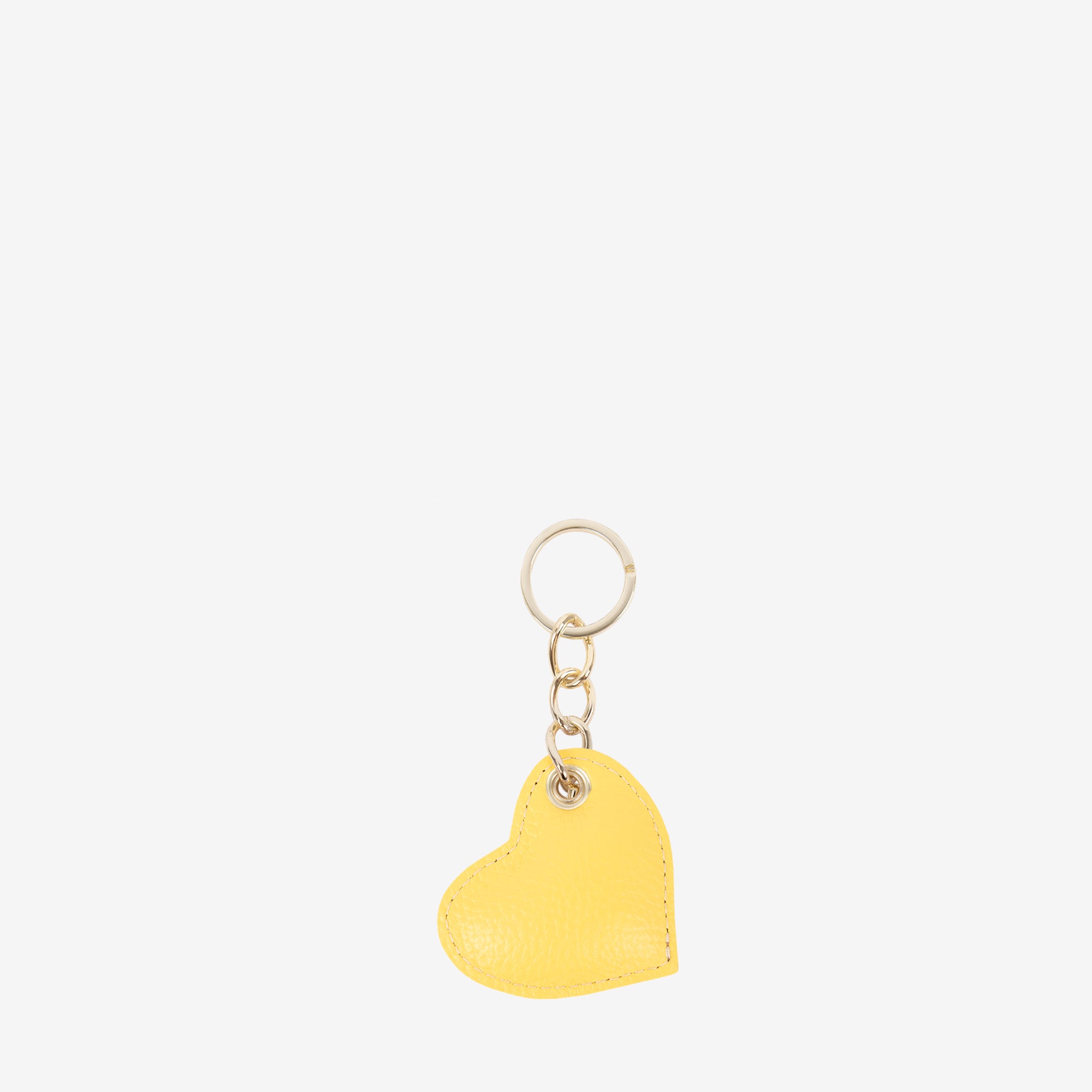 Signature CV By Cavalinho Yellow Leather Heart Keychain SKU 26260283.08 #color_yellow, jaune, amarelo